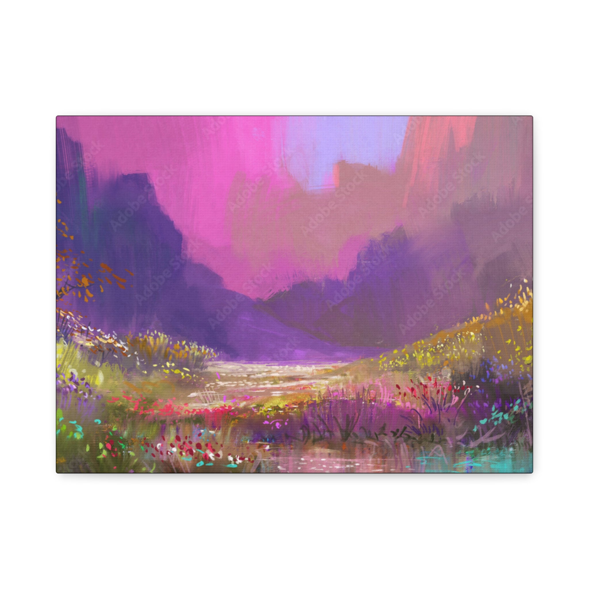 Canvas Pink Purple Meadow Landscape