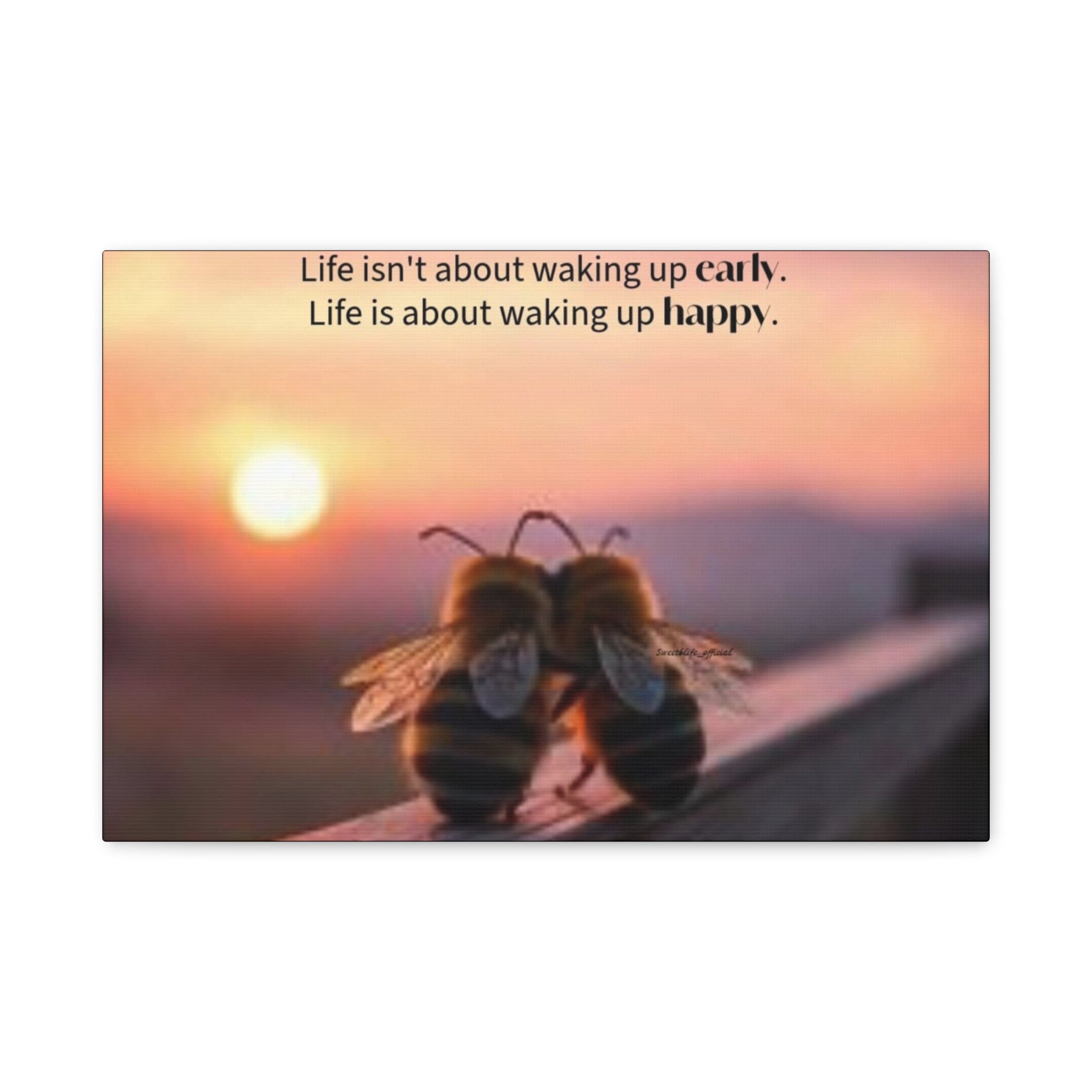 Canvas Bee Couple at Sunrise | Inspirational Quote Wall Art