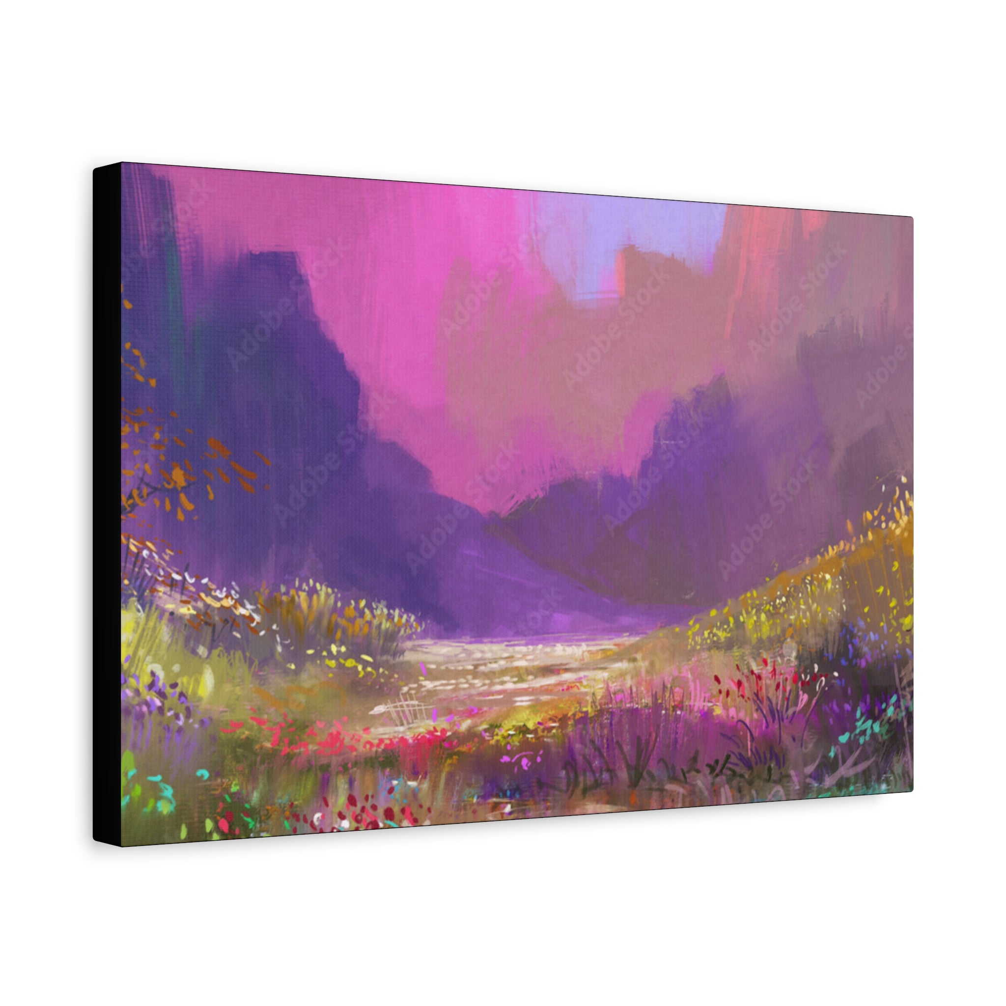 Canvas Pink Purple Meadow Landscape