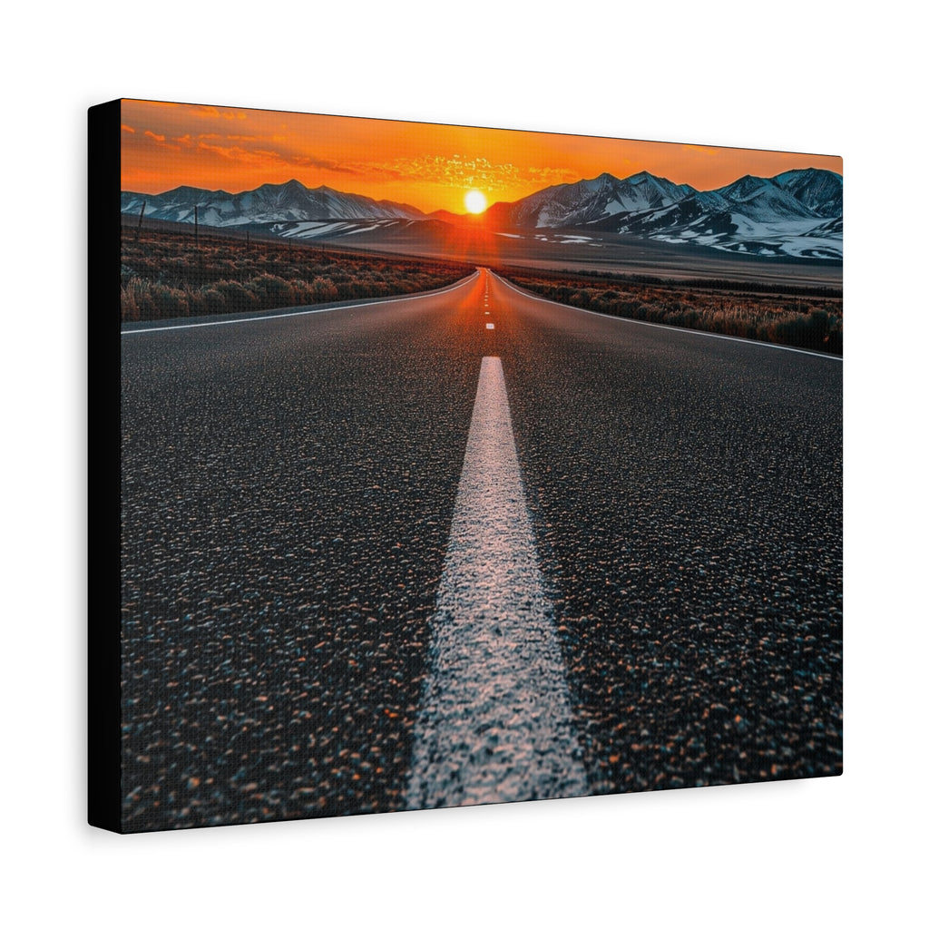 Sunset Open Road Canvas | Stretched Matte Wall Art