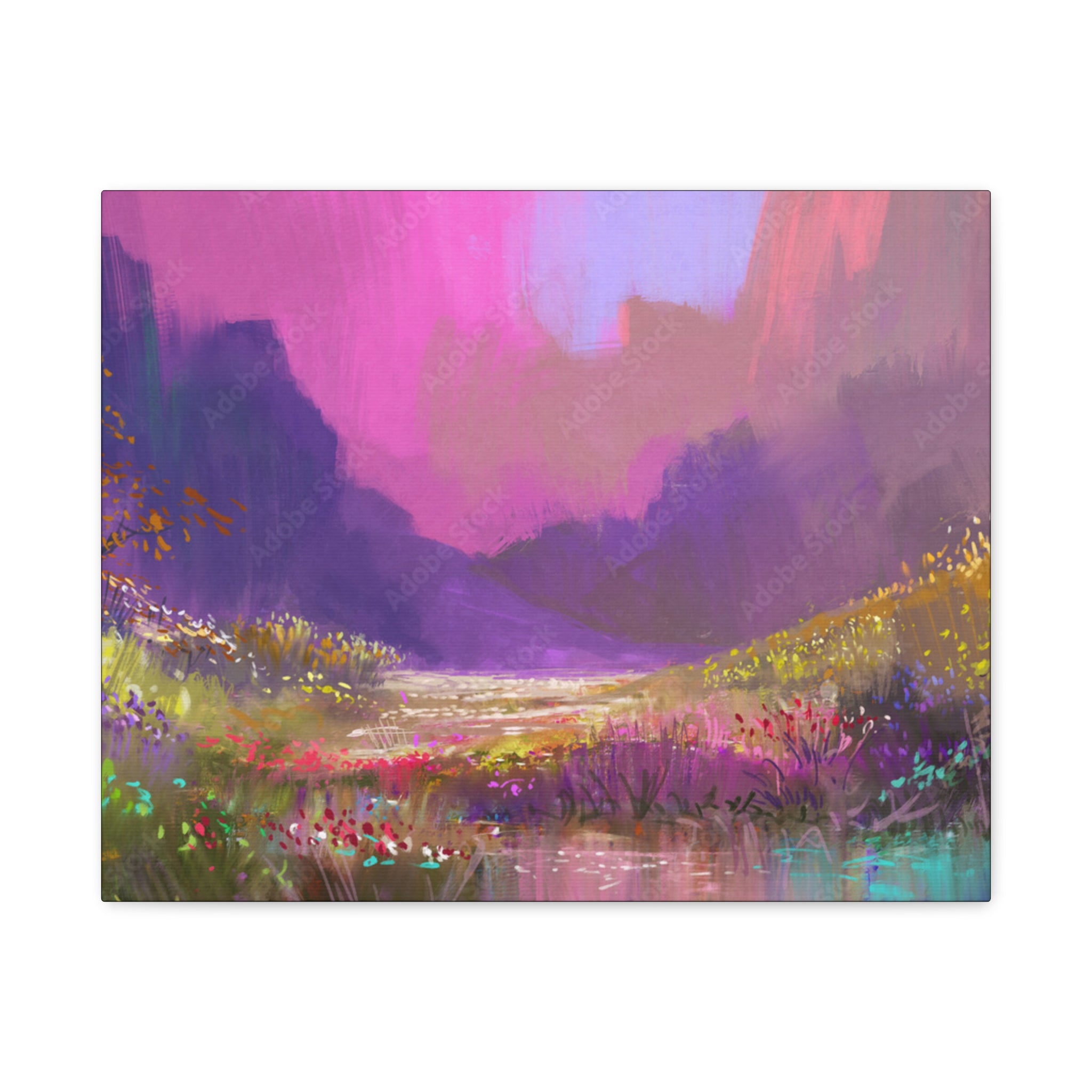 Canvas Pink Purple Meadow Landscape