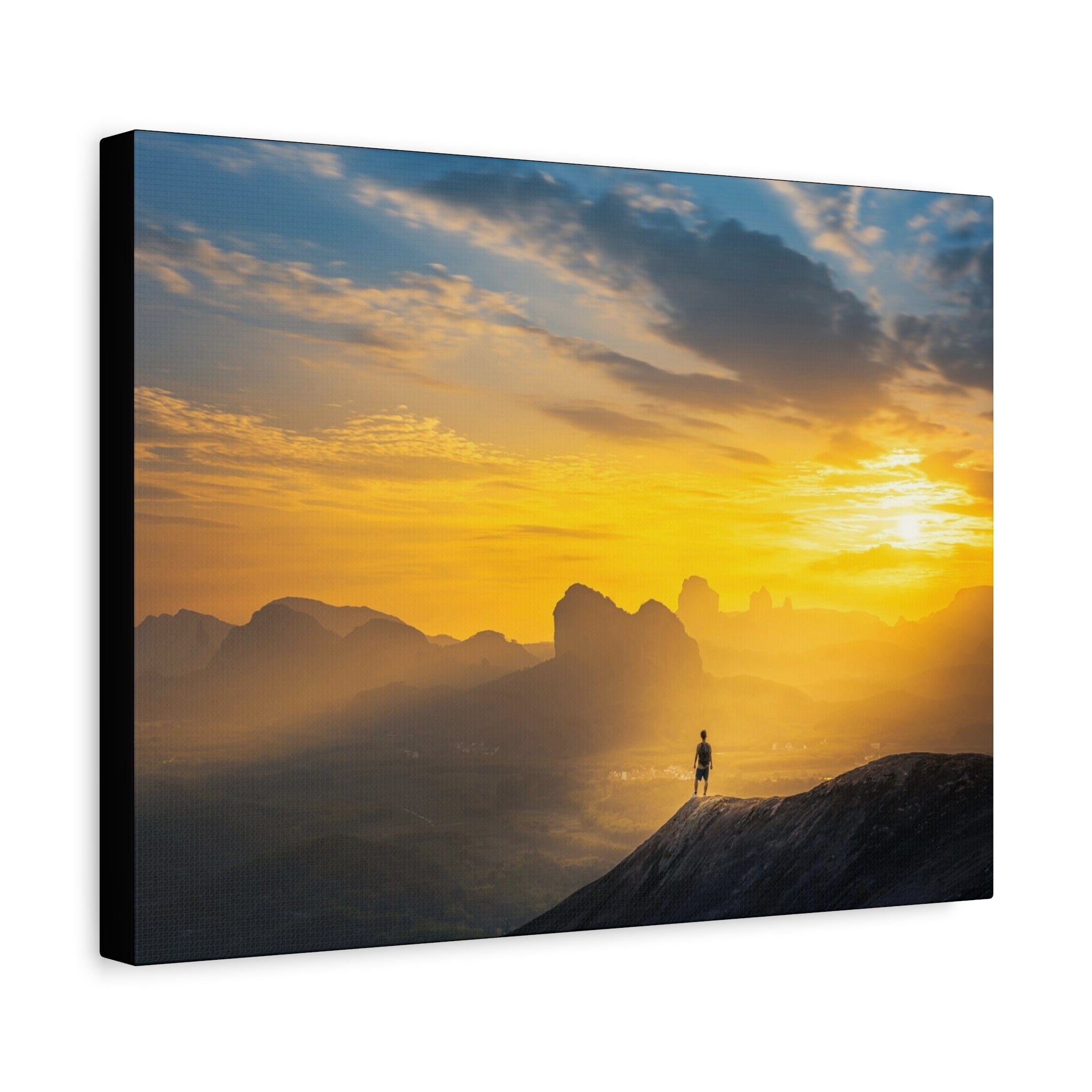 Canvas Solitary Hiker Sunrise Matte