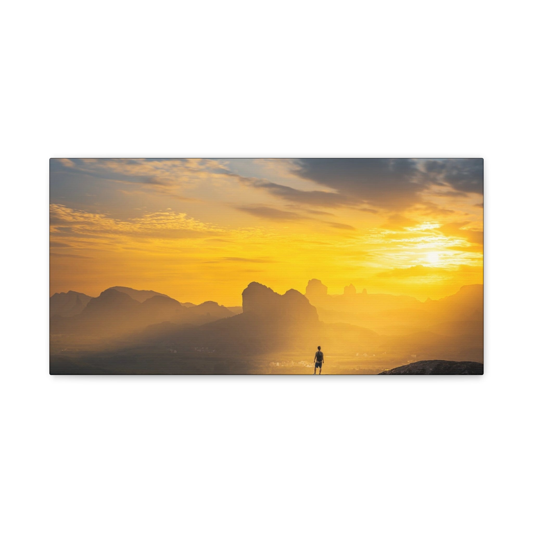 Canvas Solitary Hiker Sunrise Matte