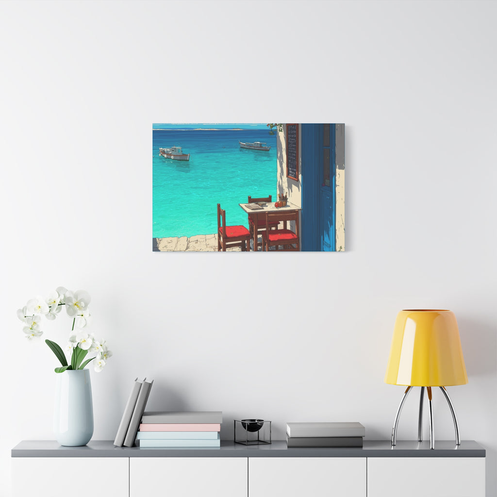 Mediterranean Seaside Cafe  Canvas