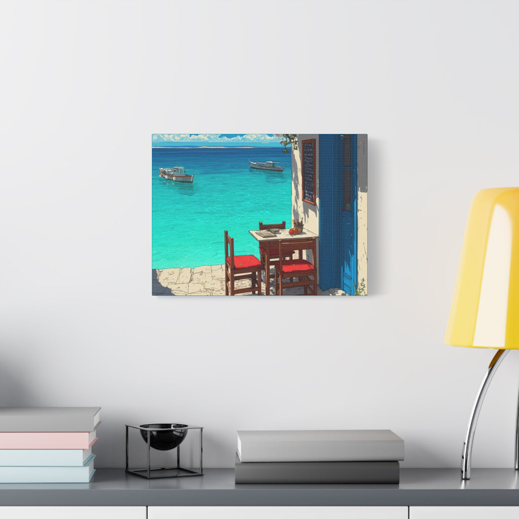 Mediterranean Seaside Cafe  Canvas