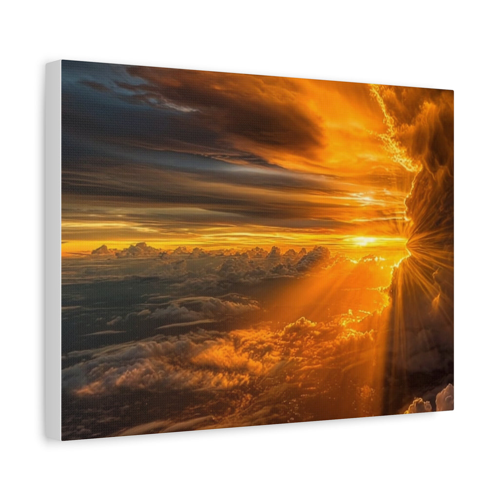 Canvas Golden Sunset Clouds   | Matte Stretched Wall Art