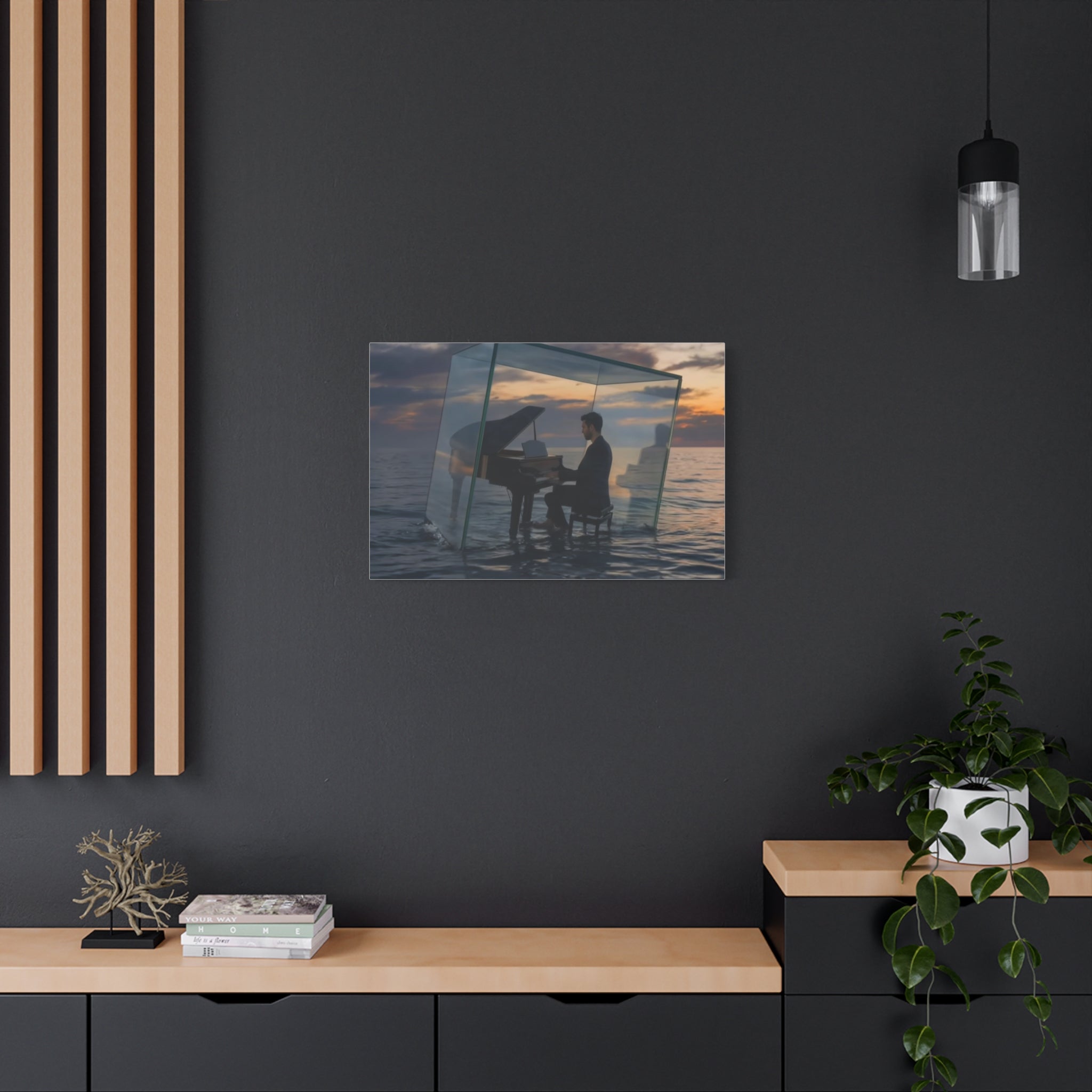 Piano in Glass Cube Canvas