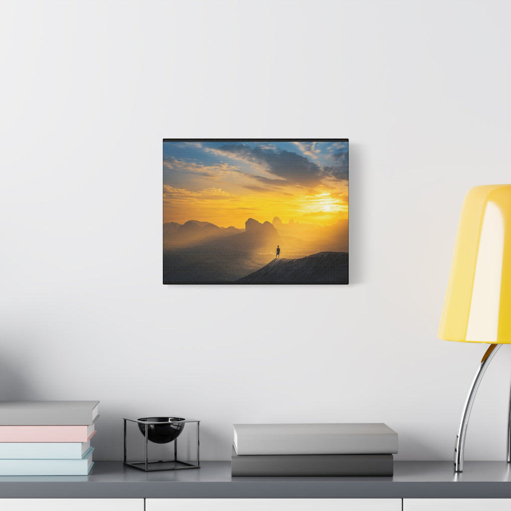 Canvas Solitary Hiker Sunrise Matte