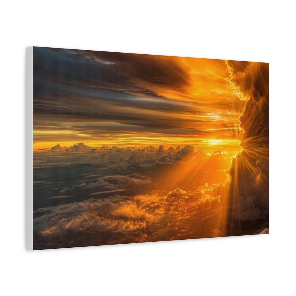 Canvas Golden Sunset Clouds   | Matte Stretched Wall Art