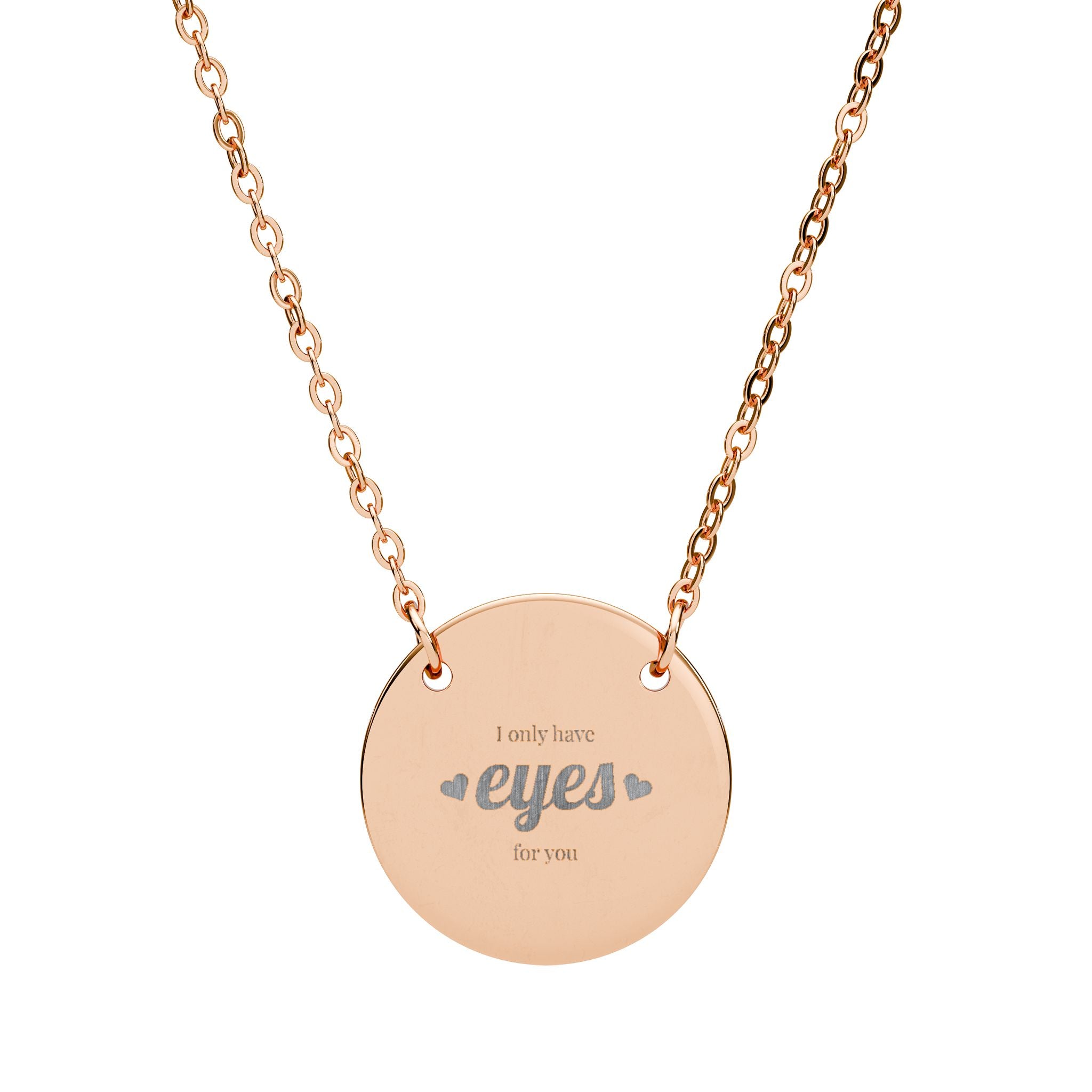 Necklace Engraved 'eyes' Circle  | Personalized Round Pendant