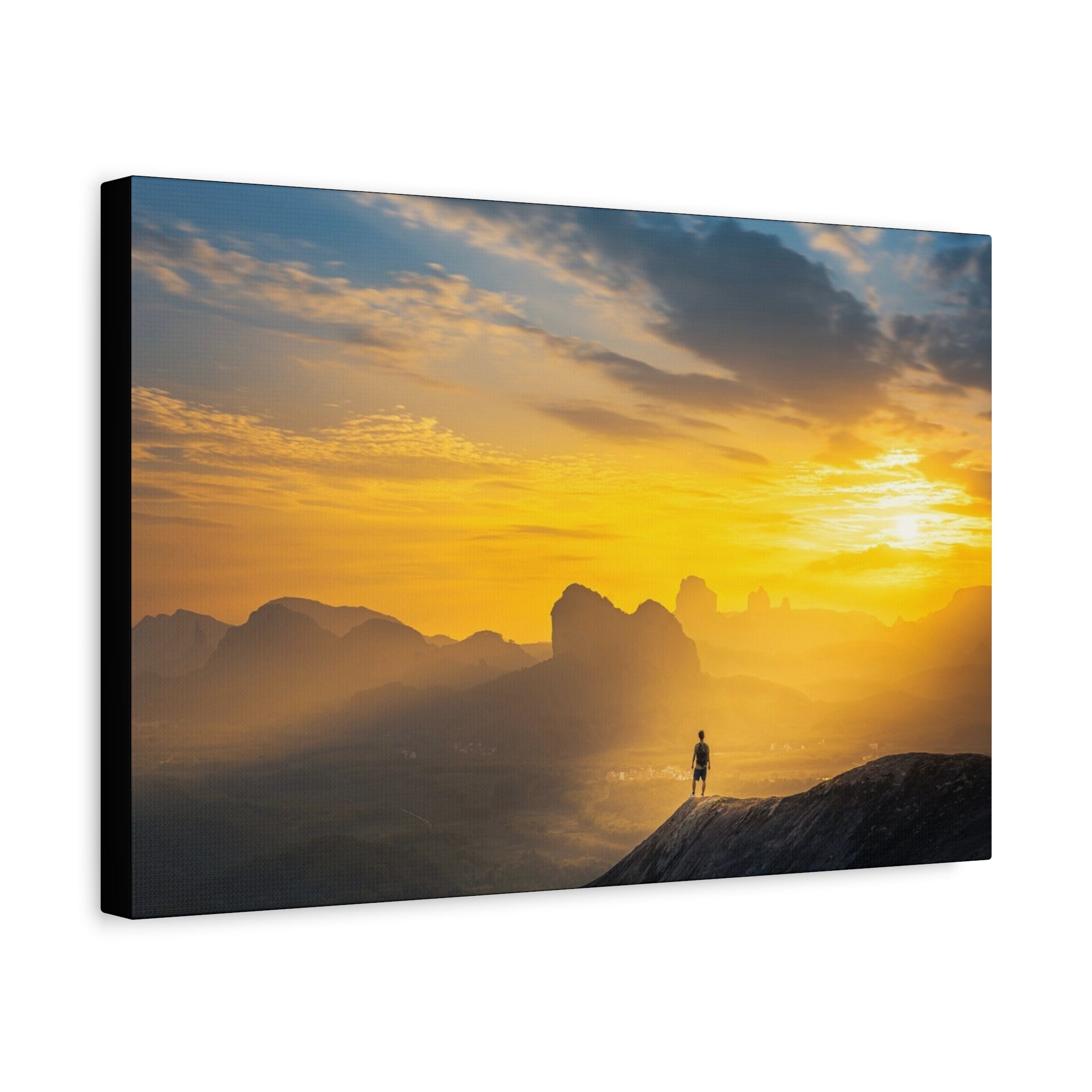 Canvas Solitary Hiker Sunrise Matte