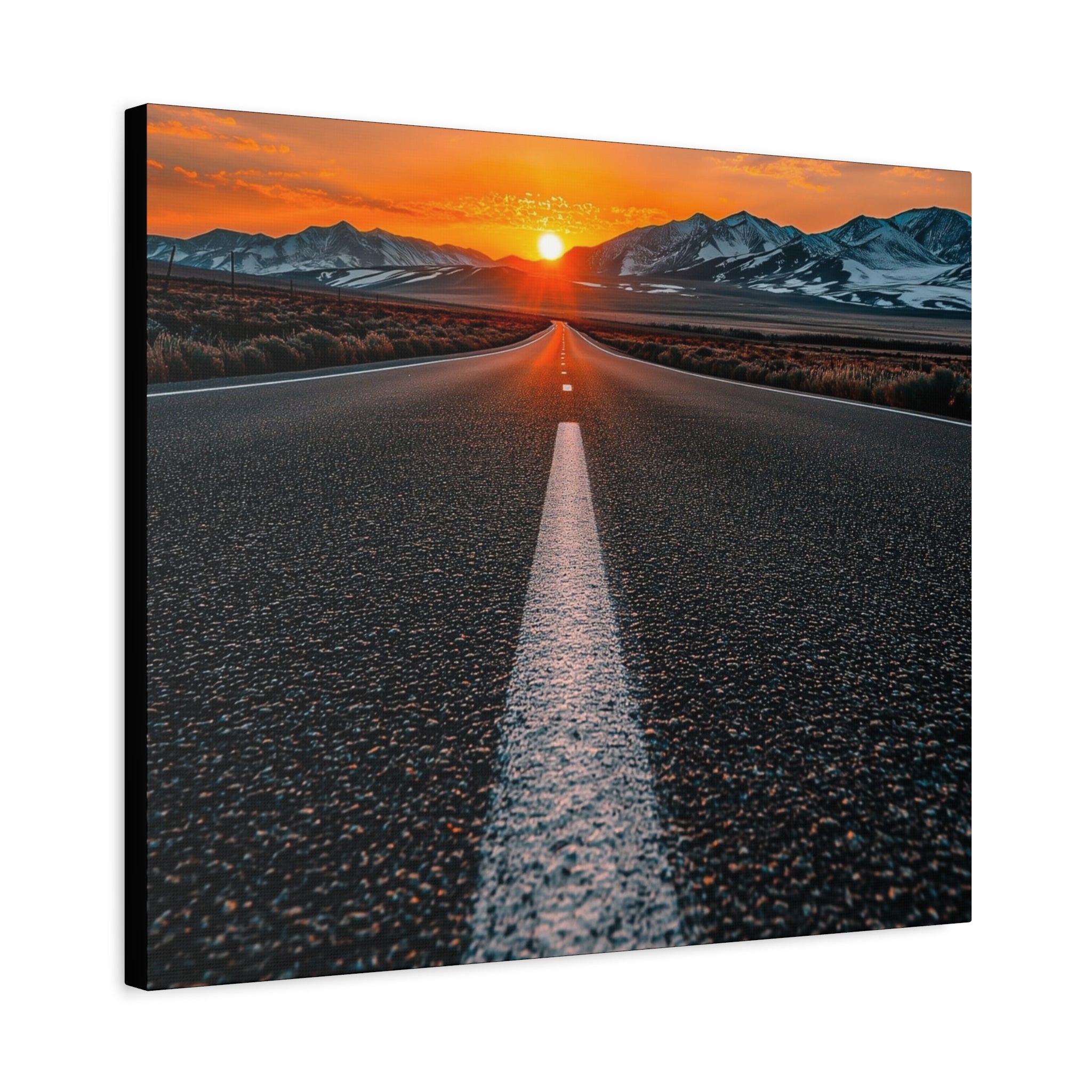 Sunset Open Road Canvas | Stretched Matte Wall Art
