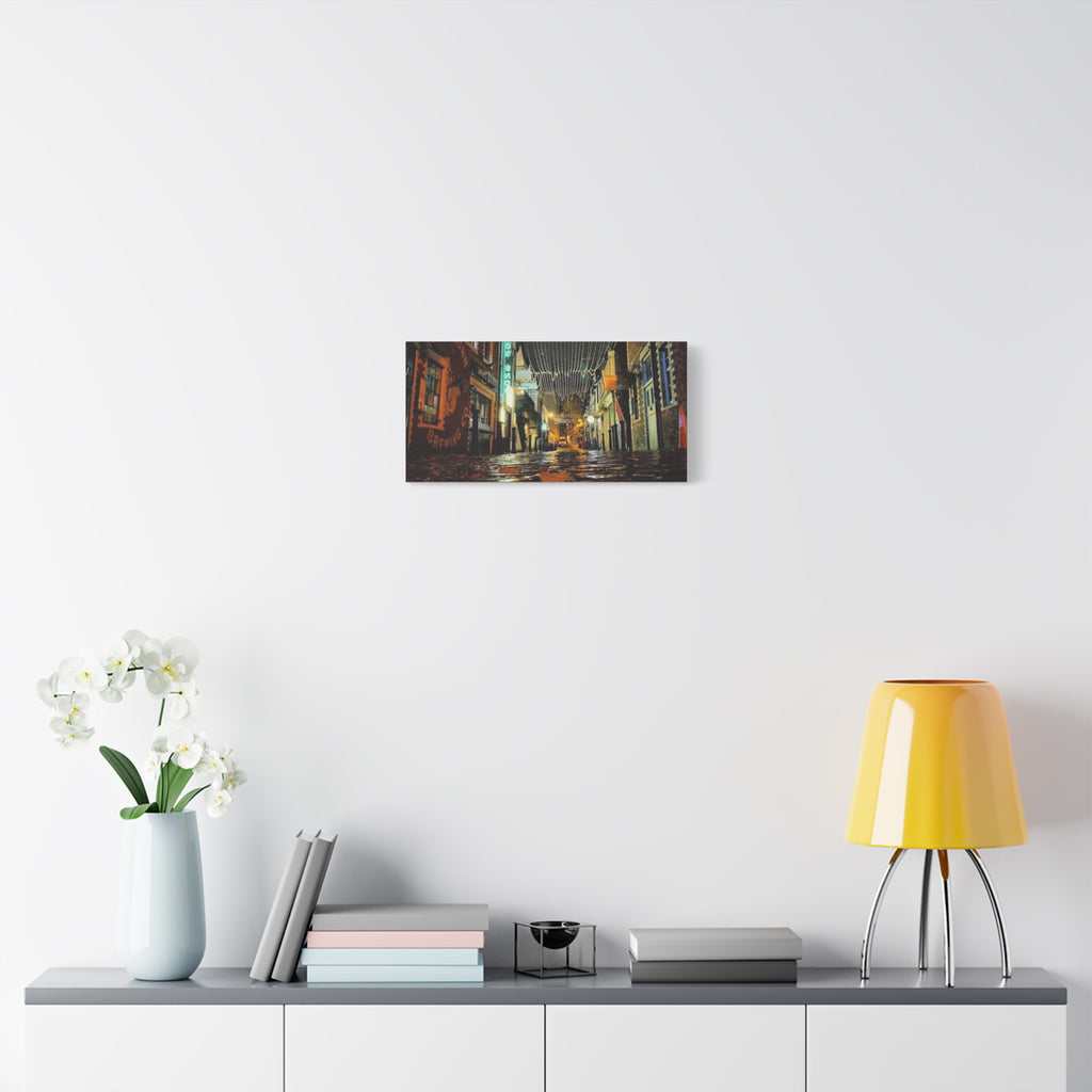 Canvas Rainy Cobblestone Alley | Matte Stretched 1.25"