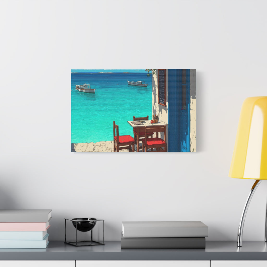 Mediterranean Seaside Cafe  Canvas
