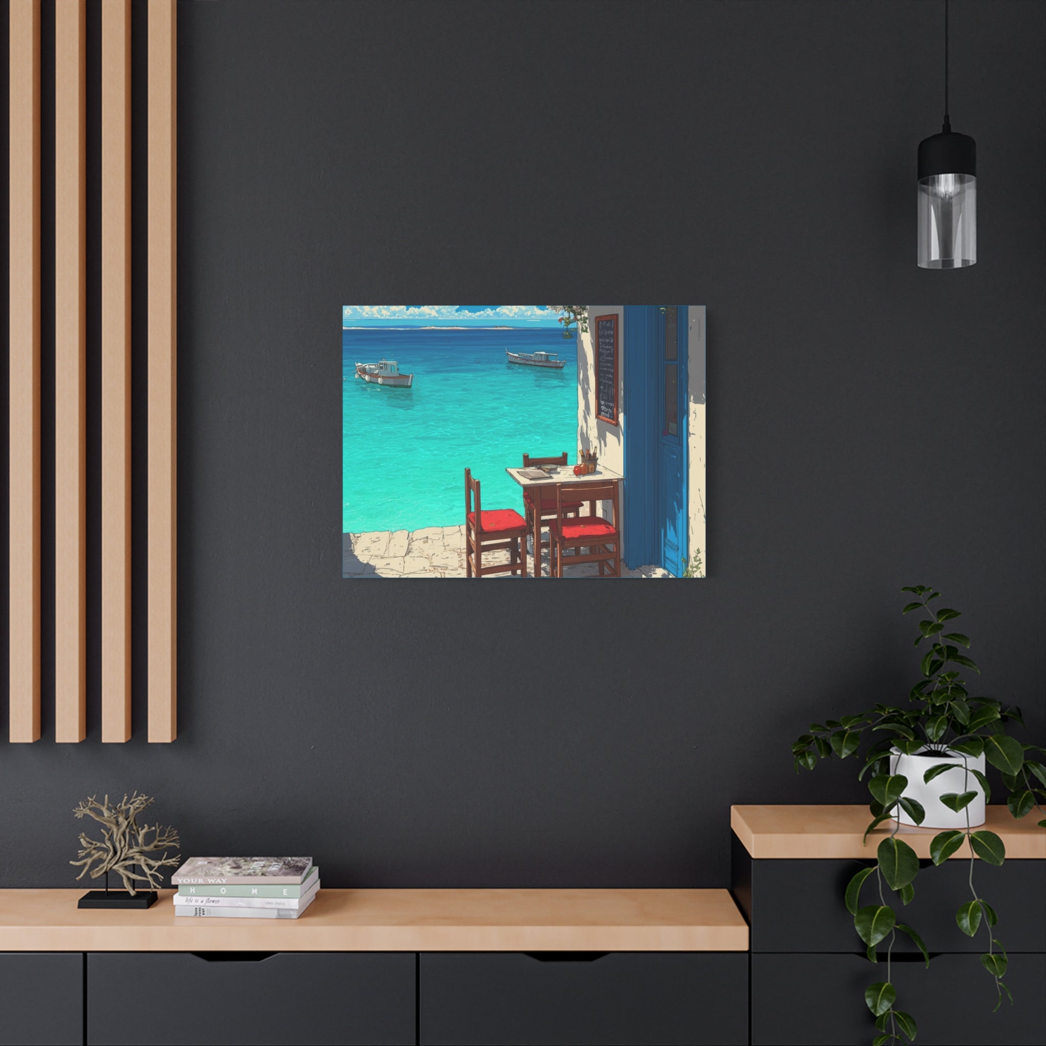 Mediterranean Seaside Cafe  Canvas