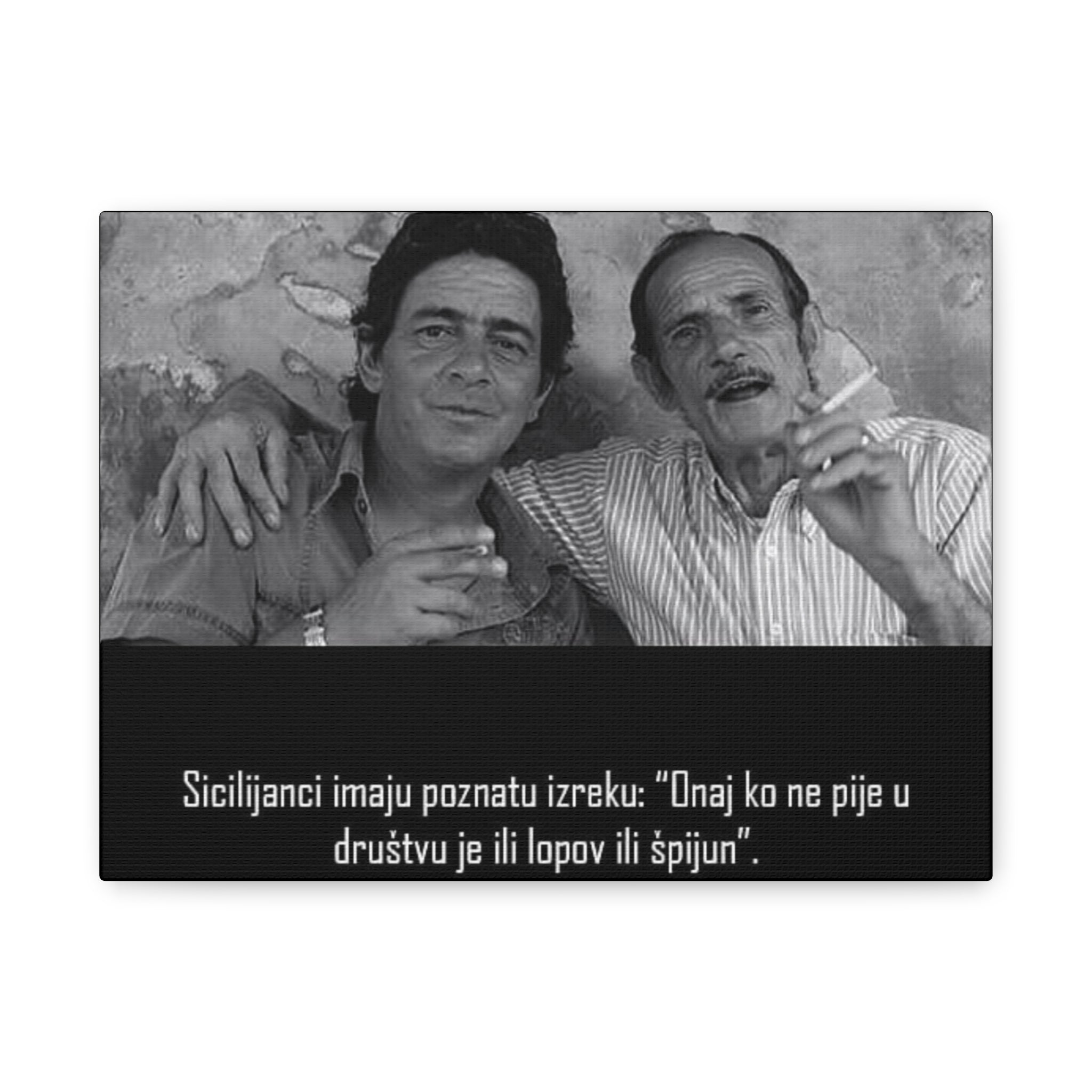 Black and White Sicilian Quote Canvas | Matte Stretched Canvas