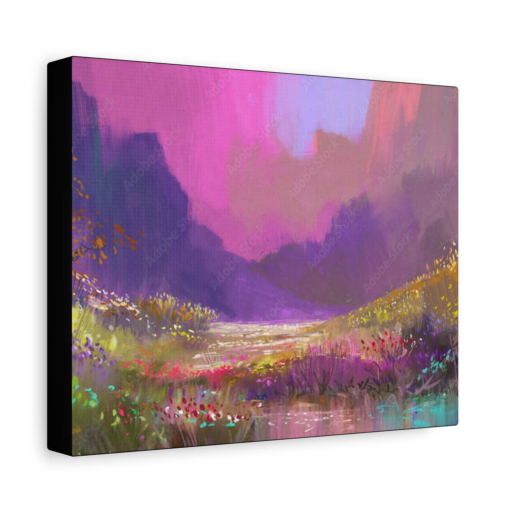 Canvas Pink Purple Meadow Landscape