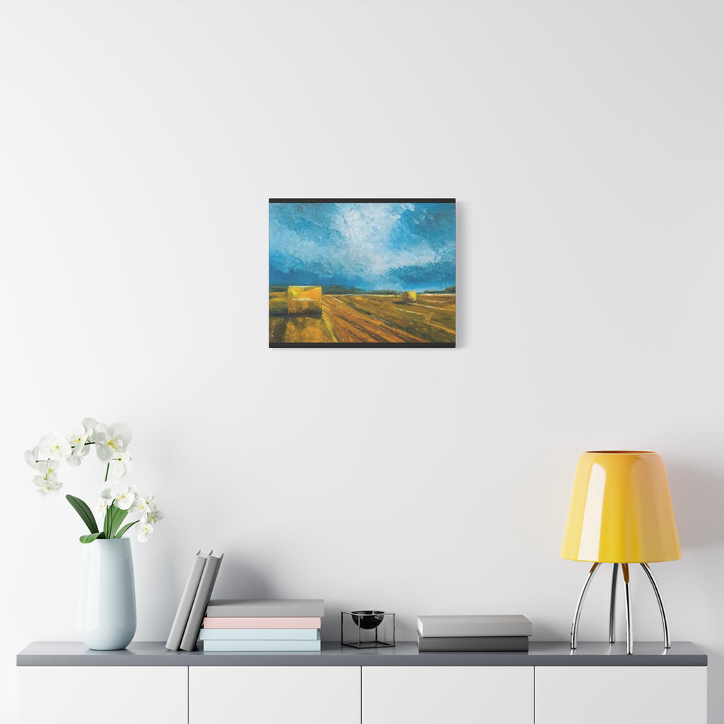 Canvas Hay Bales Landscape Matte Stretched 1.25" | Farm Field Wall Art