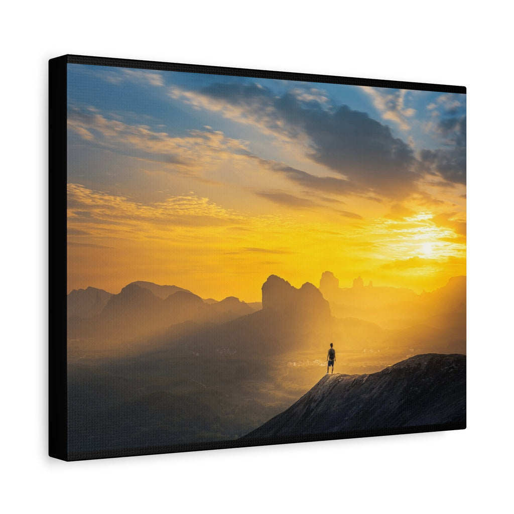 Canvas Solitary Hiker Sunrise Matte