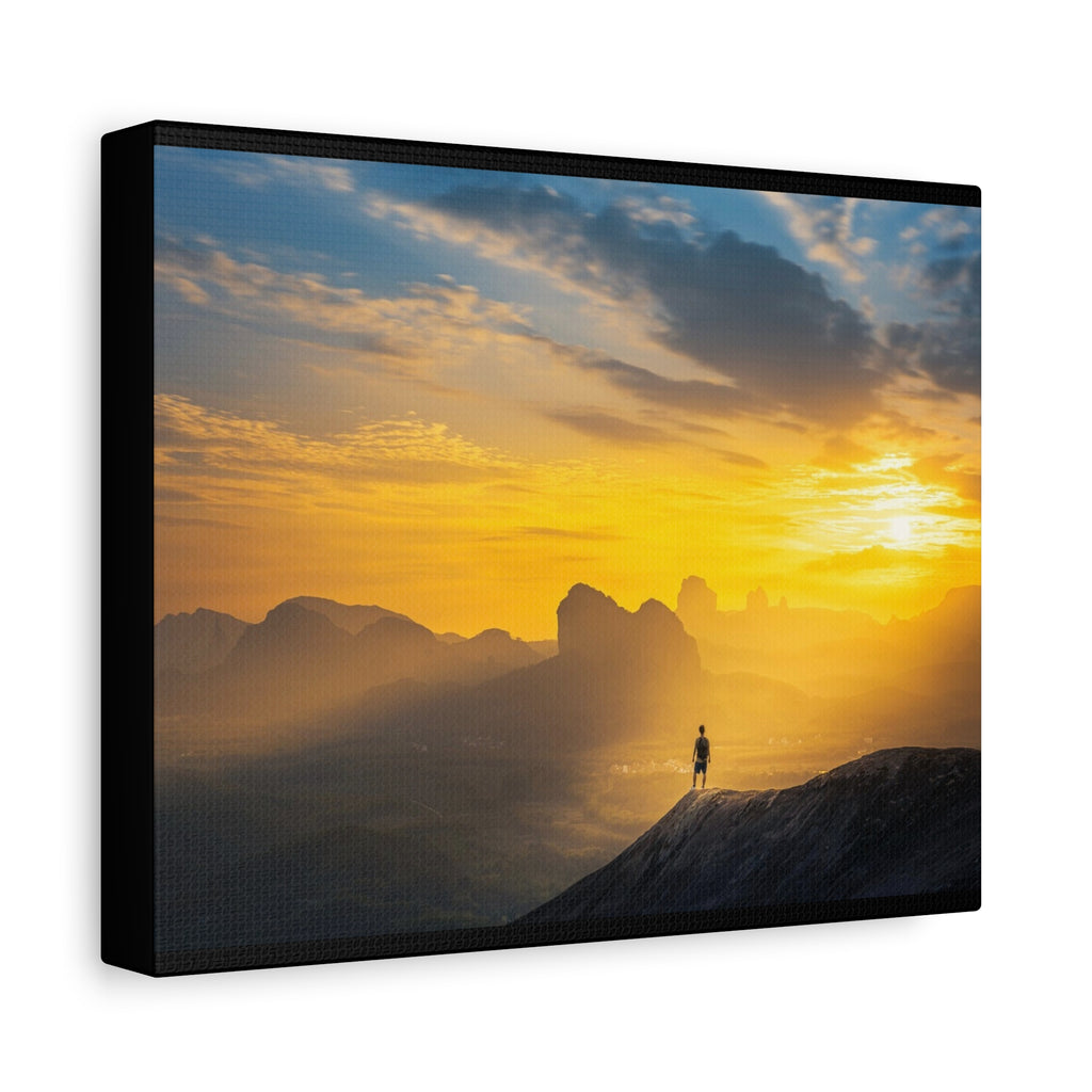 Canvas Solitary Hiker Sunrise Matte