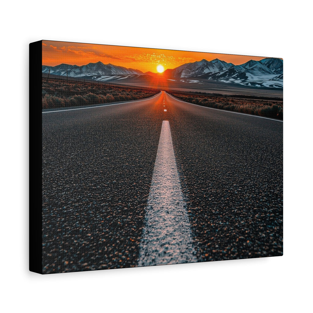 Sunset Open Road Canvas | Stretched Matte Wall Art