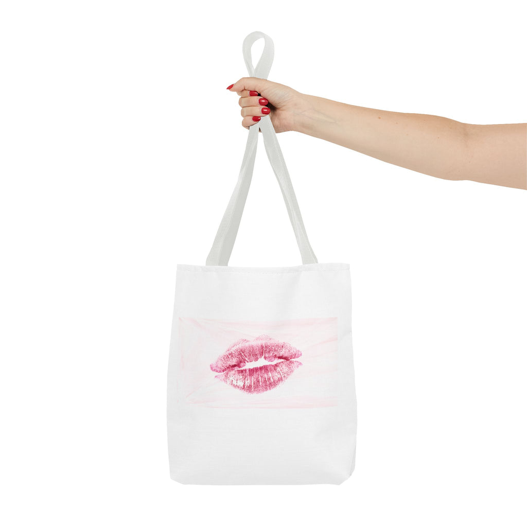 Pink Lipstick Kiss Tote Bag | Lip Print, Makeup Accessory