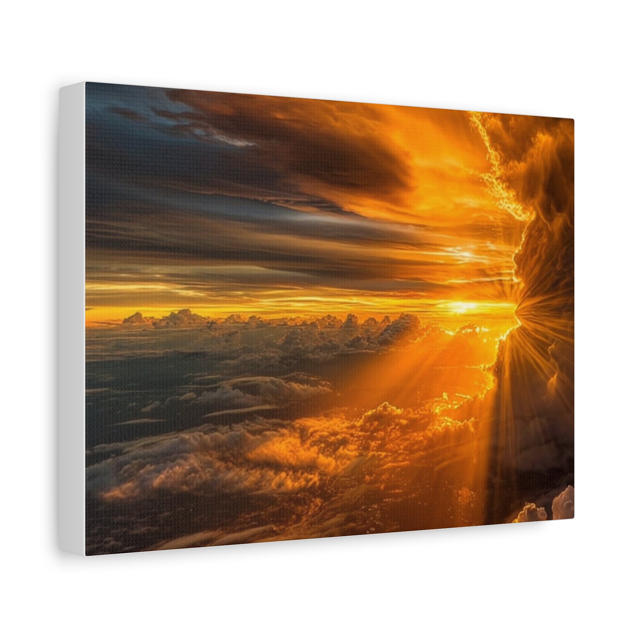 Canvas Golden Sunset Clouds   | Matte Stretched Wall Art