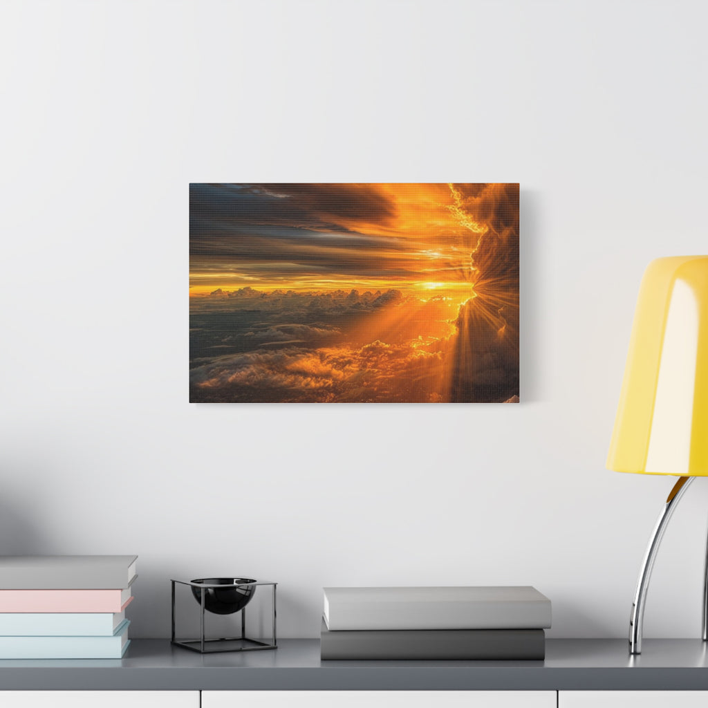 Canvas Golden Sunset Clouds   | Matte Stretched Wall Art