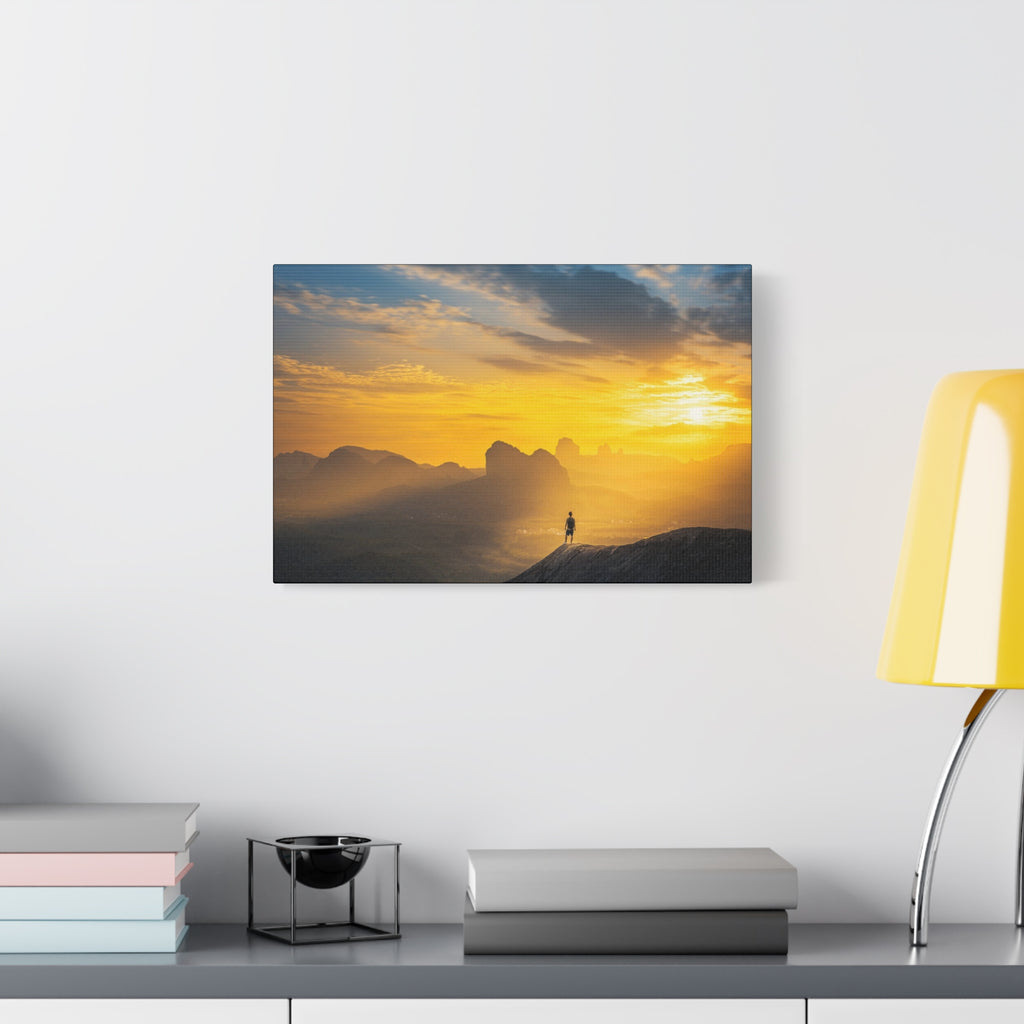 Canvas Solitary Hiker Sunrise Matte