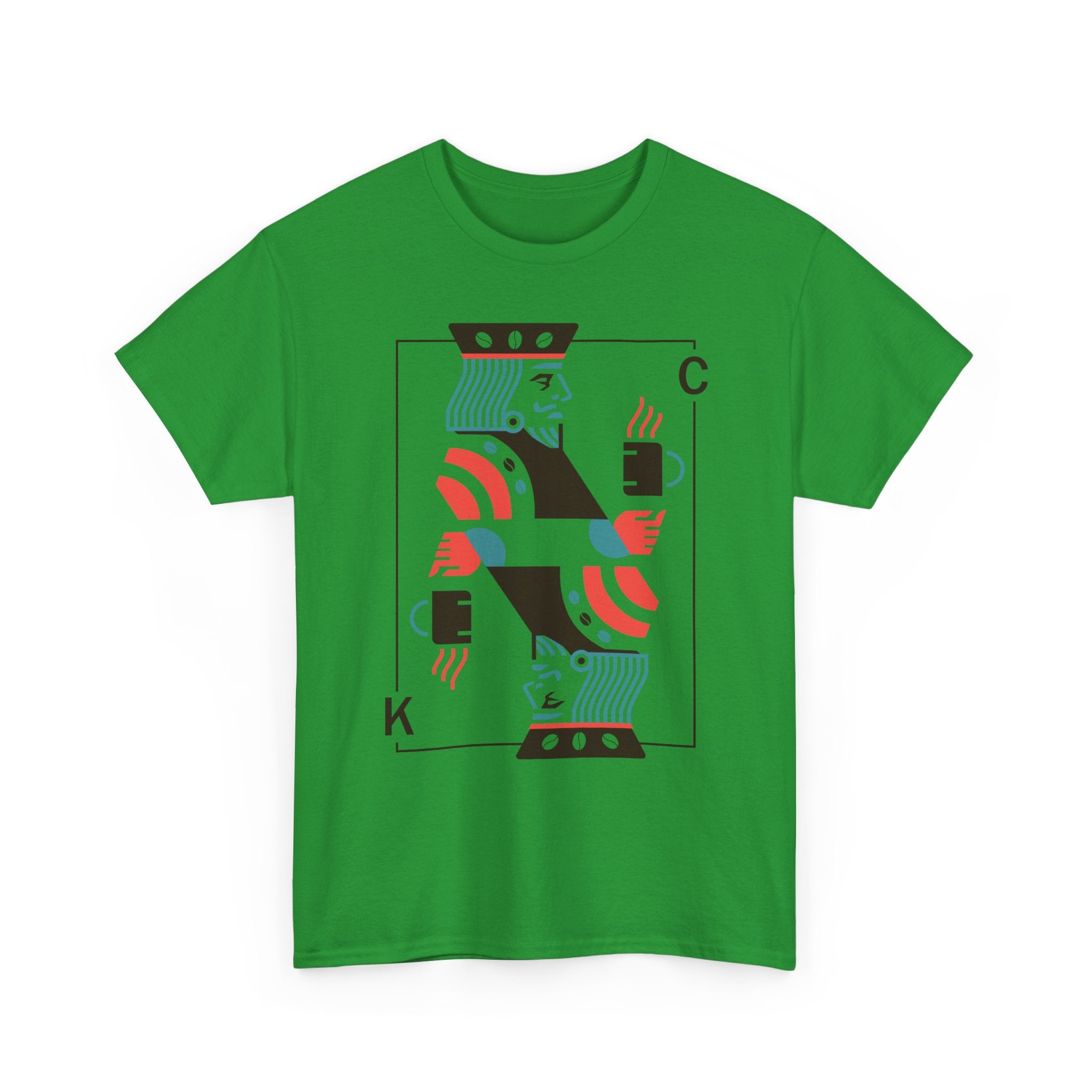 King of Coffee playing card Tee | Minimalist café design, espresso mug illustration