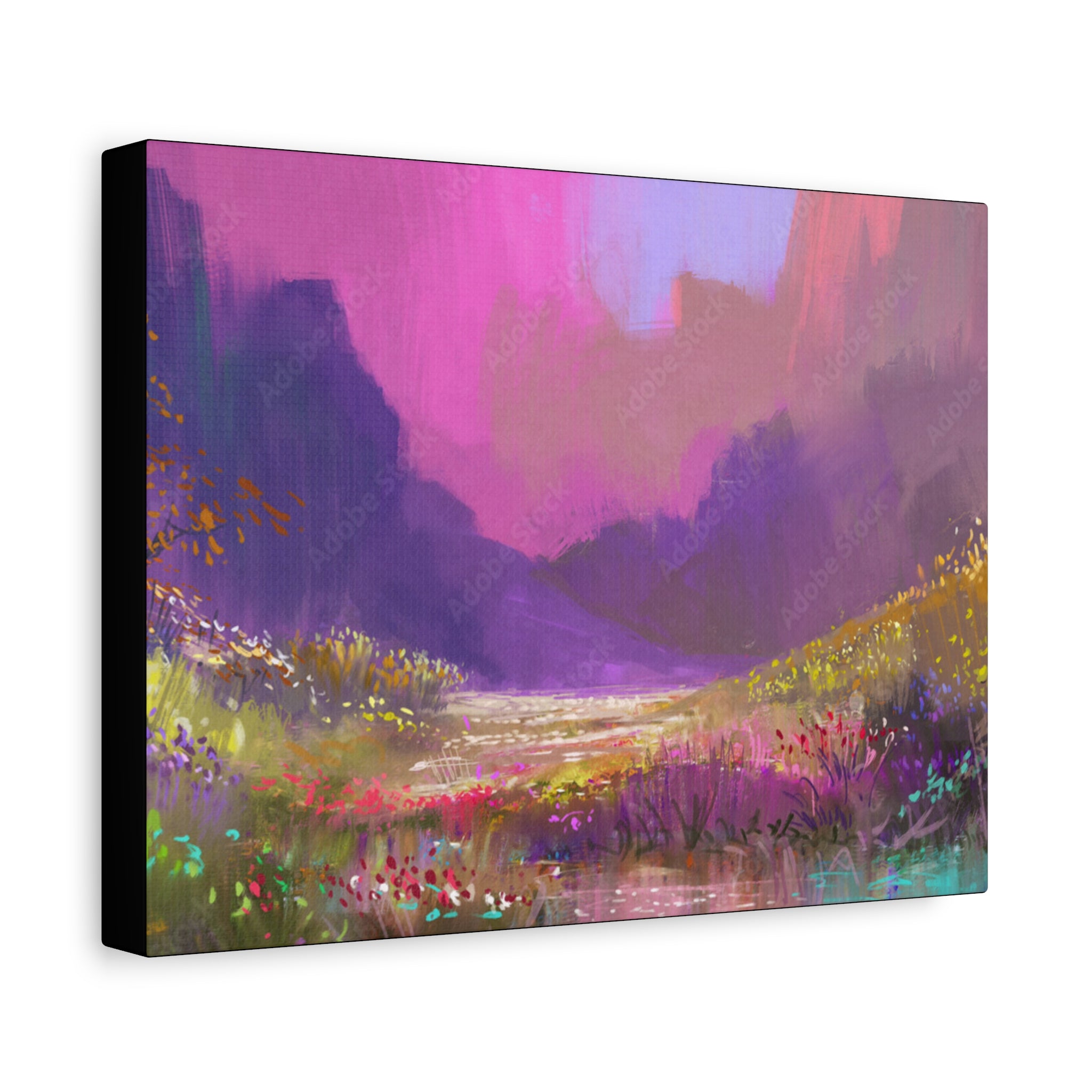 Canvas Pink Purple Meadow Landscape