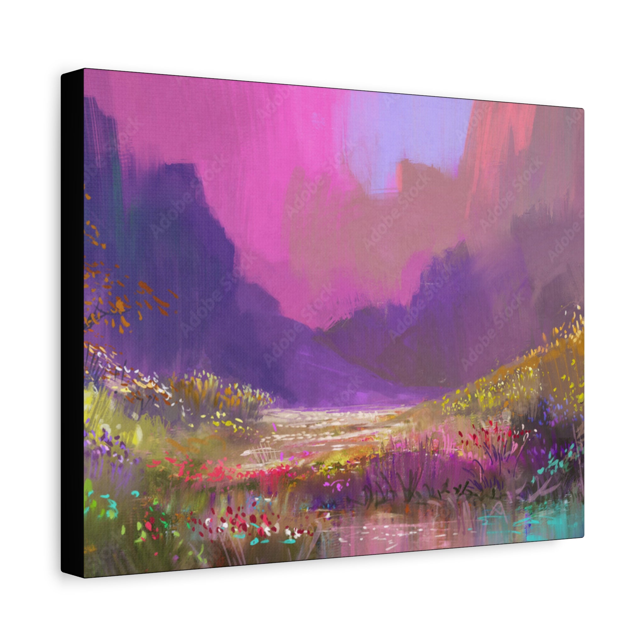 Canvas Pink Purple Meadow Landscape