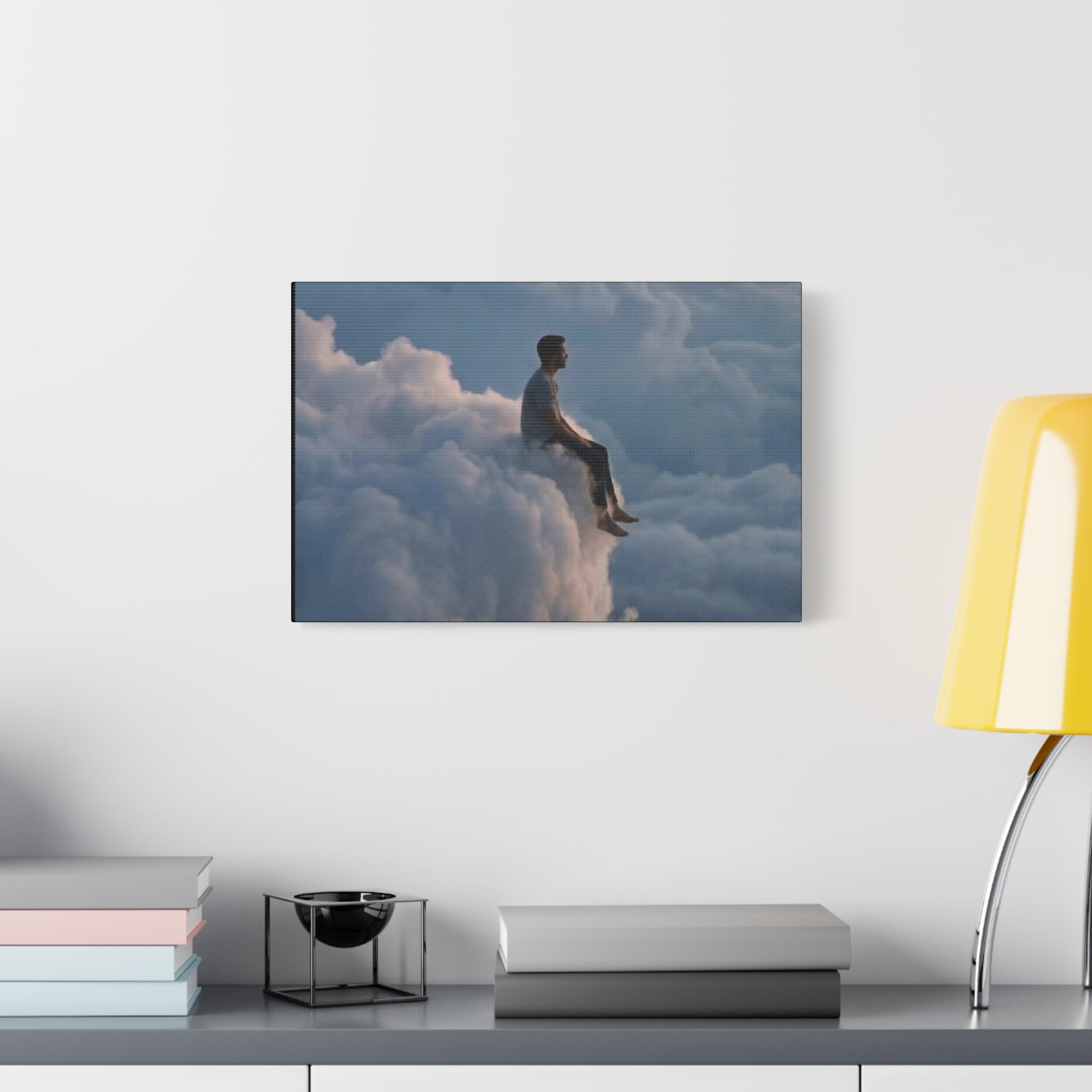 Canvas Man Sitting on Cloud Matte