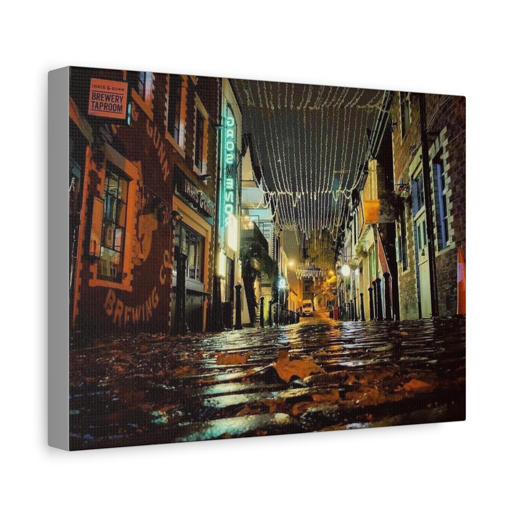 Canvas Rainy Cobblestone Alley | Matte Stretched 1.25"