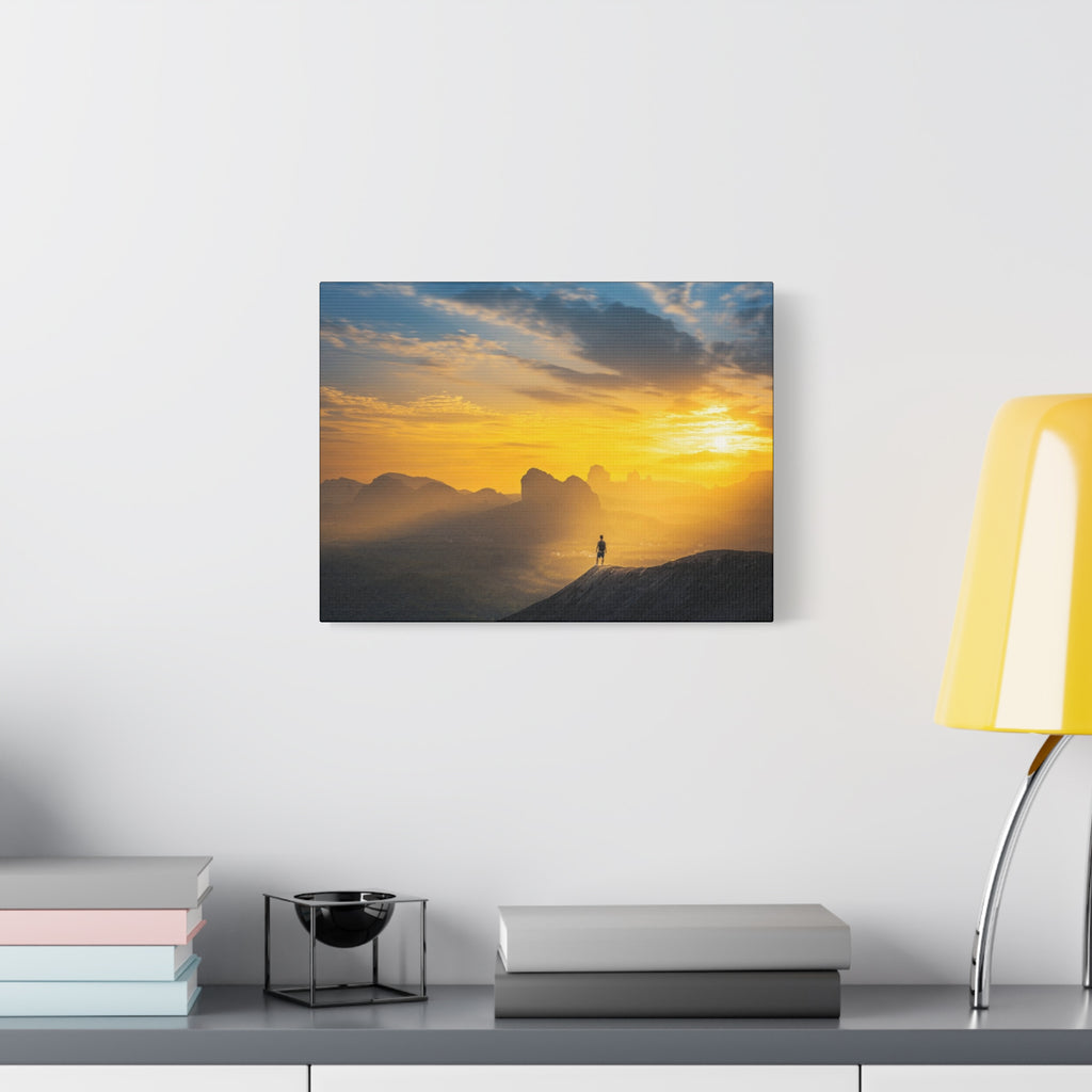 Canvas Solitary Hiker Sunrise Matte