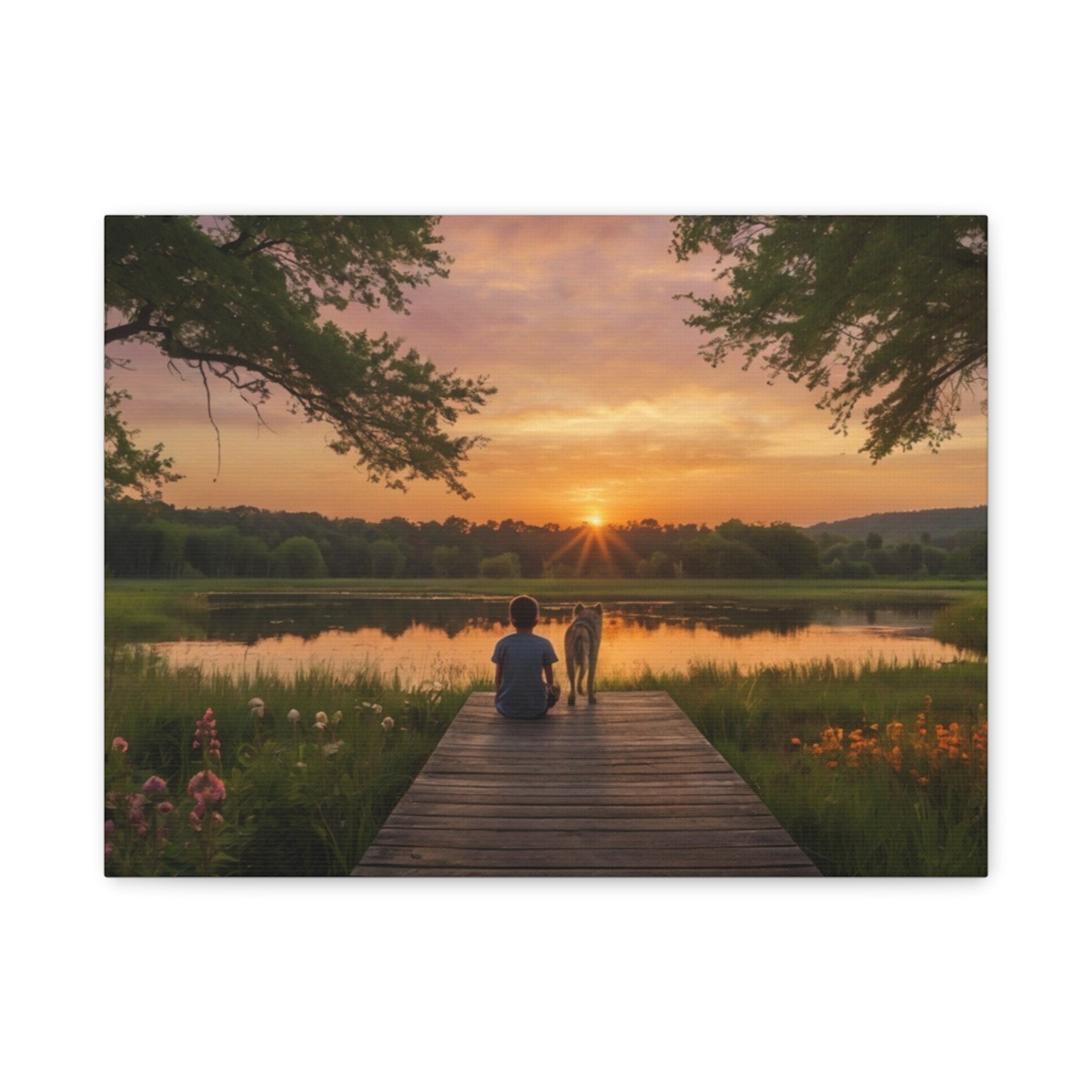 Canvas Sunset Friendship  | Matte Stretched Wall Art