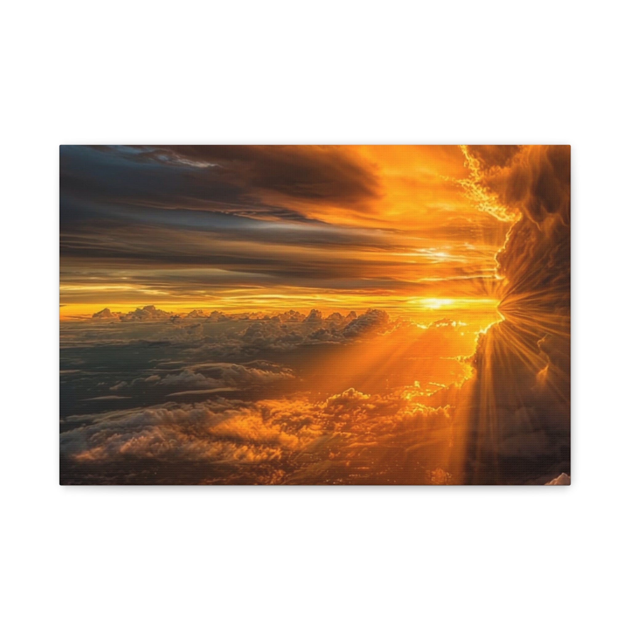 Canvas Golden Sunset Clouds   | Matte Stretched Wall Art