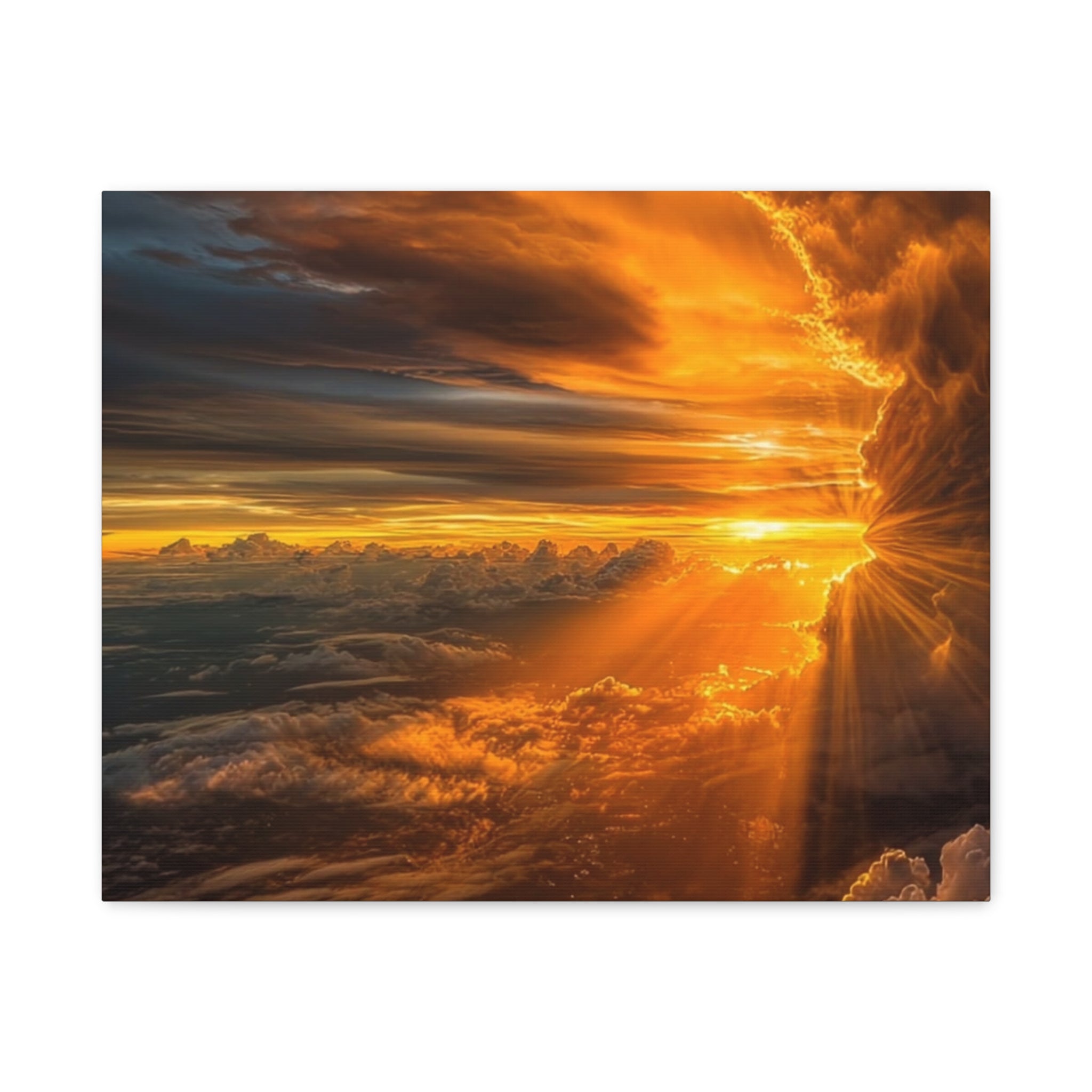 Canvas Golden Sunset Clouds   | Matte Stretched Wall Art