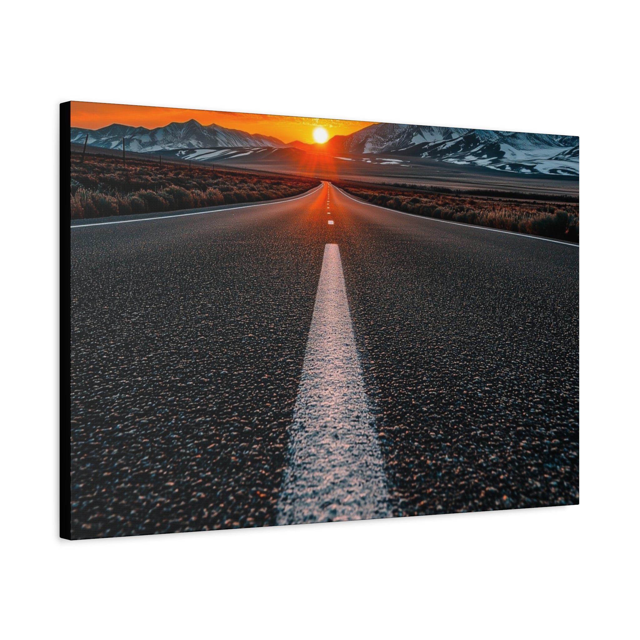 Sunset Open Road Canvas | Stretched Matte Wall Art