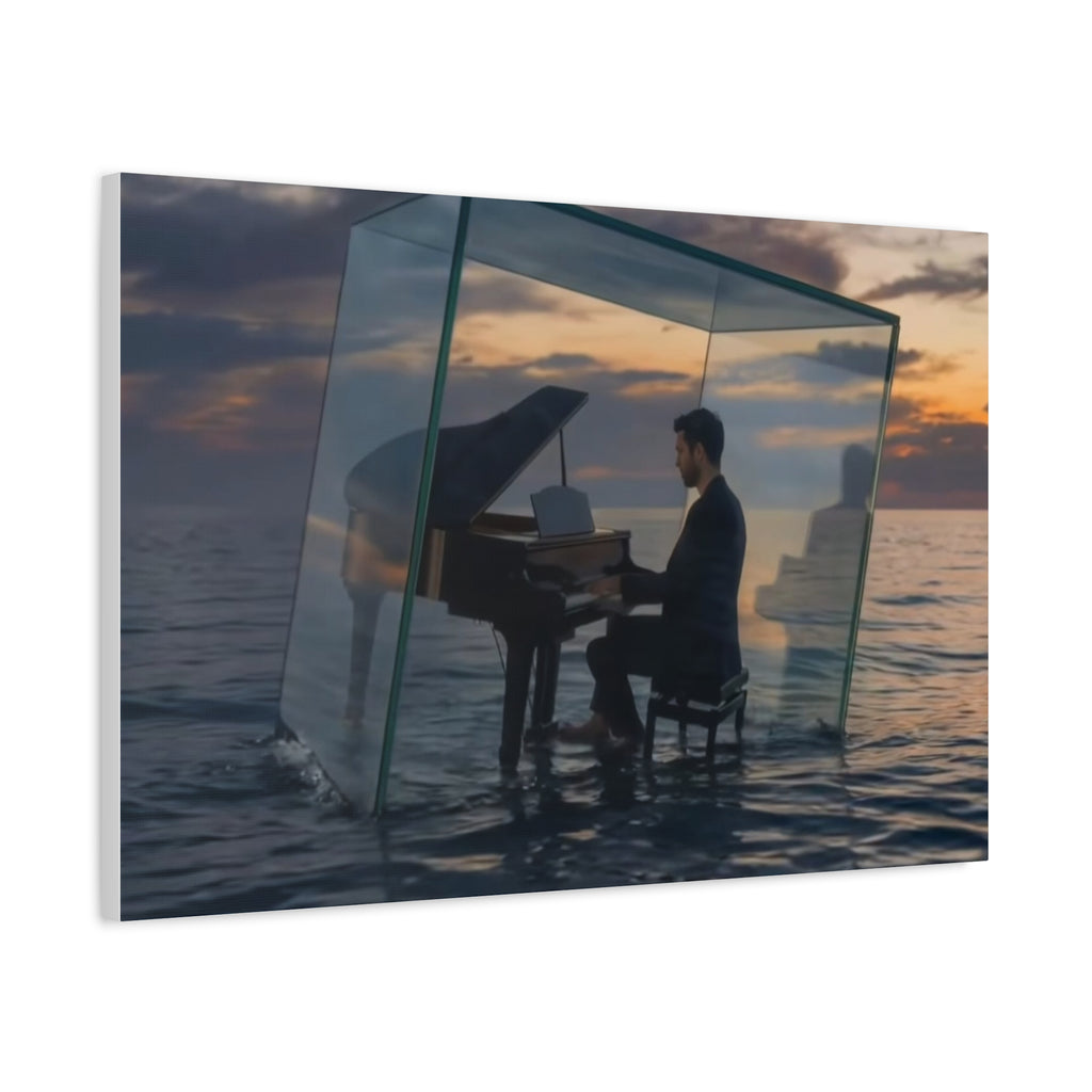 Piano in Glass Cube Canvas