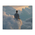 Canvas Man Sitting on Clouds  | Matte Stretched Wall Art