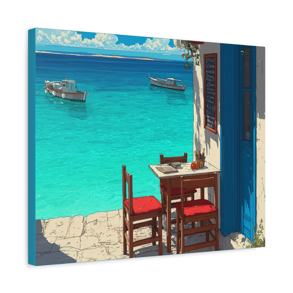 Mediterranean Seaside Cafe  Canvas