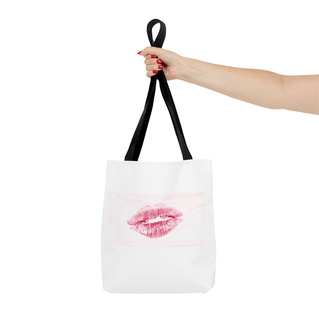 Pink Lipstick Kiss Tote Bag | Lip Print, Makeup Accessory