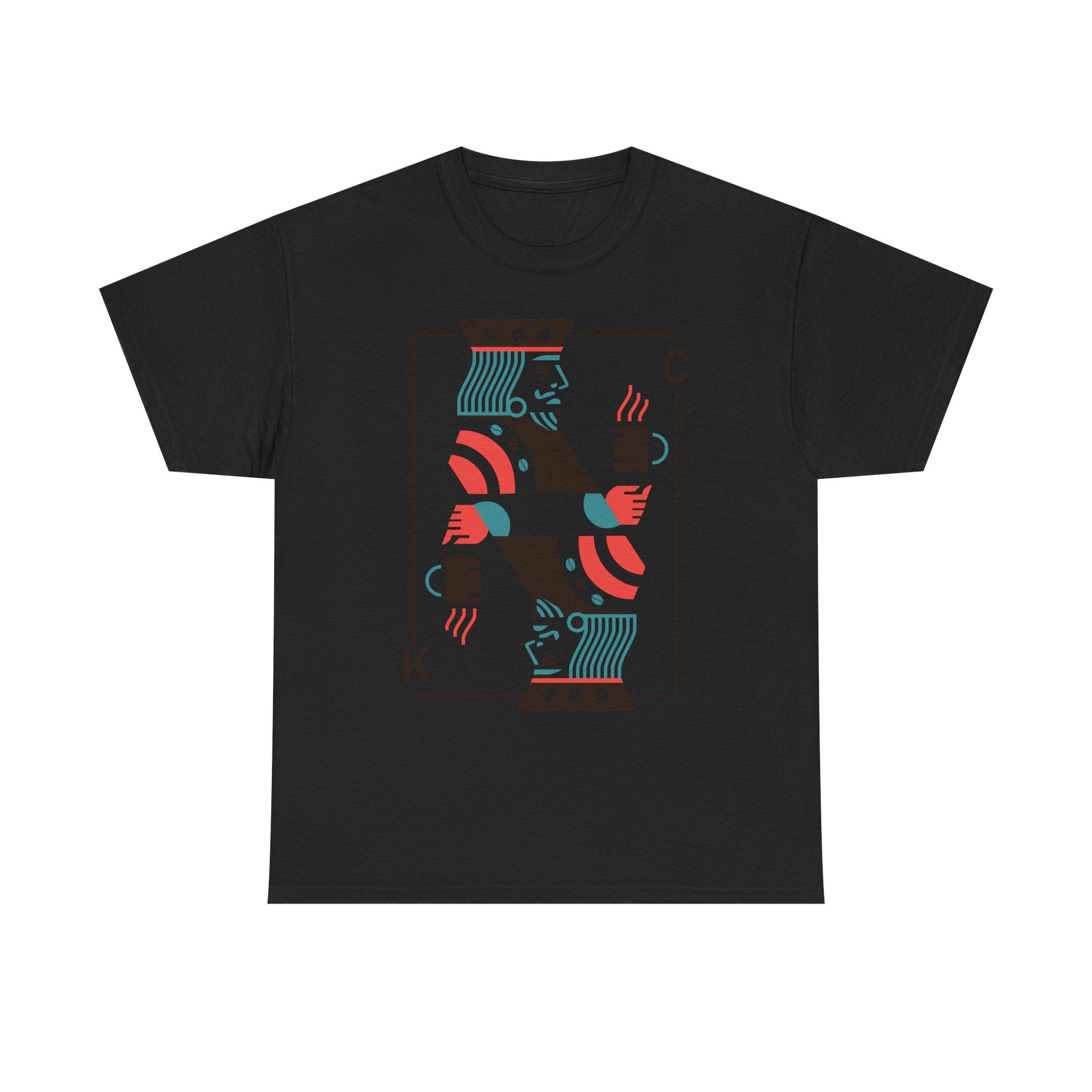 King of Coffee playing card Tee | Minimalist café design, espresso mug illustration