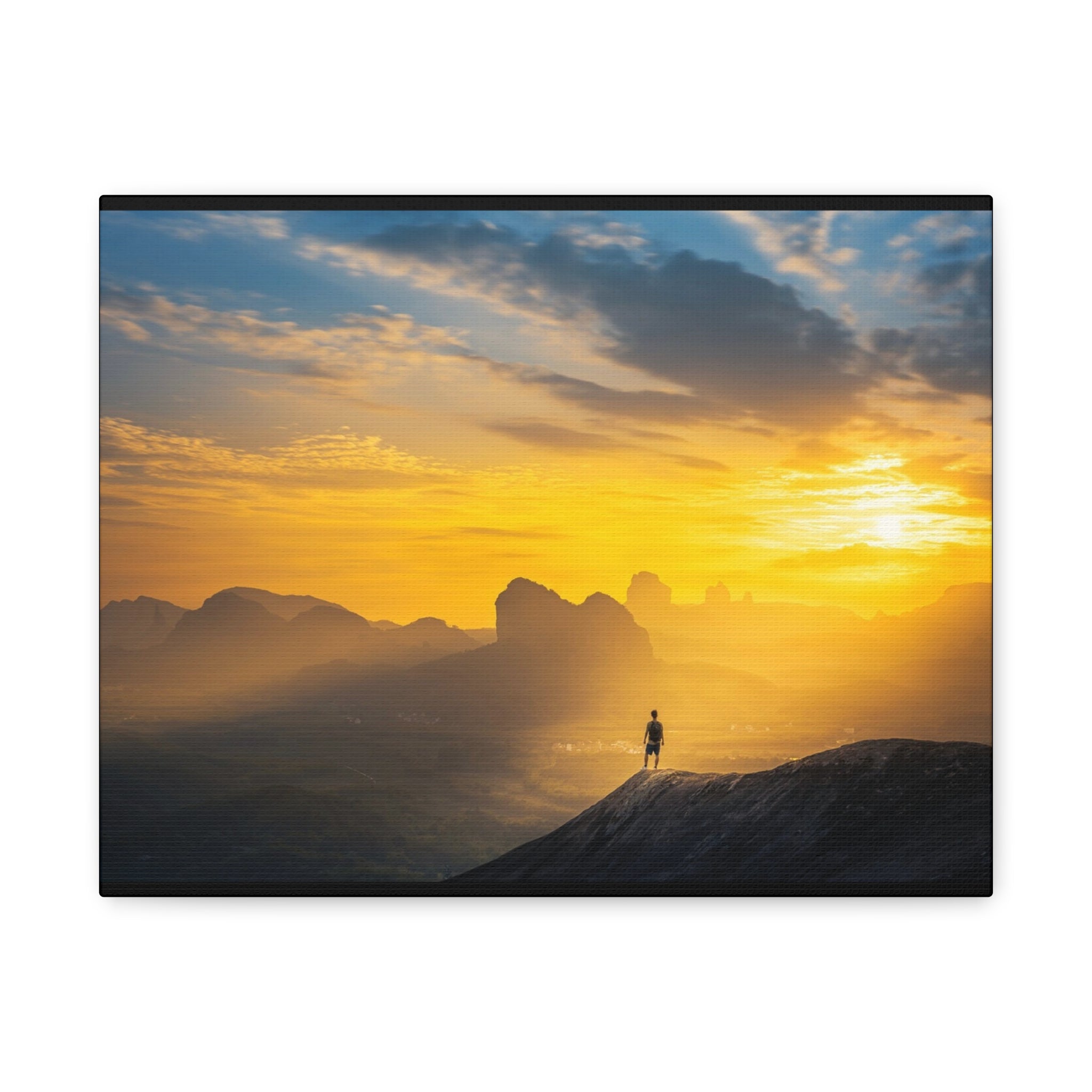 Canvas Solitary Hiker Sunrise Matte