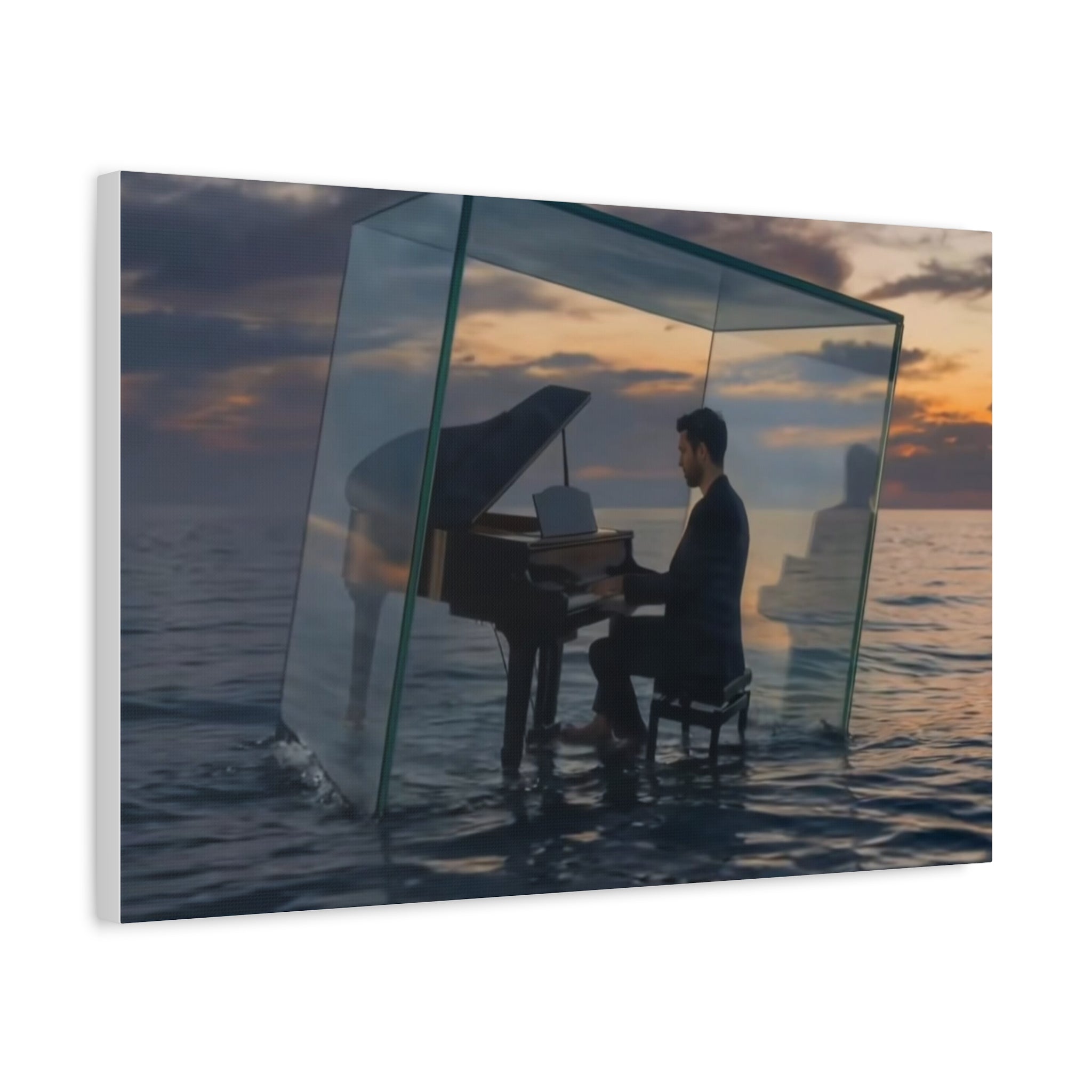 Piano in Glass Cube Canvas