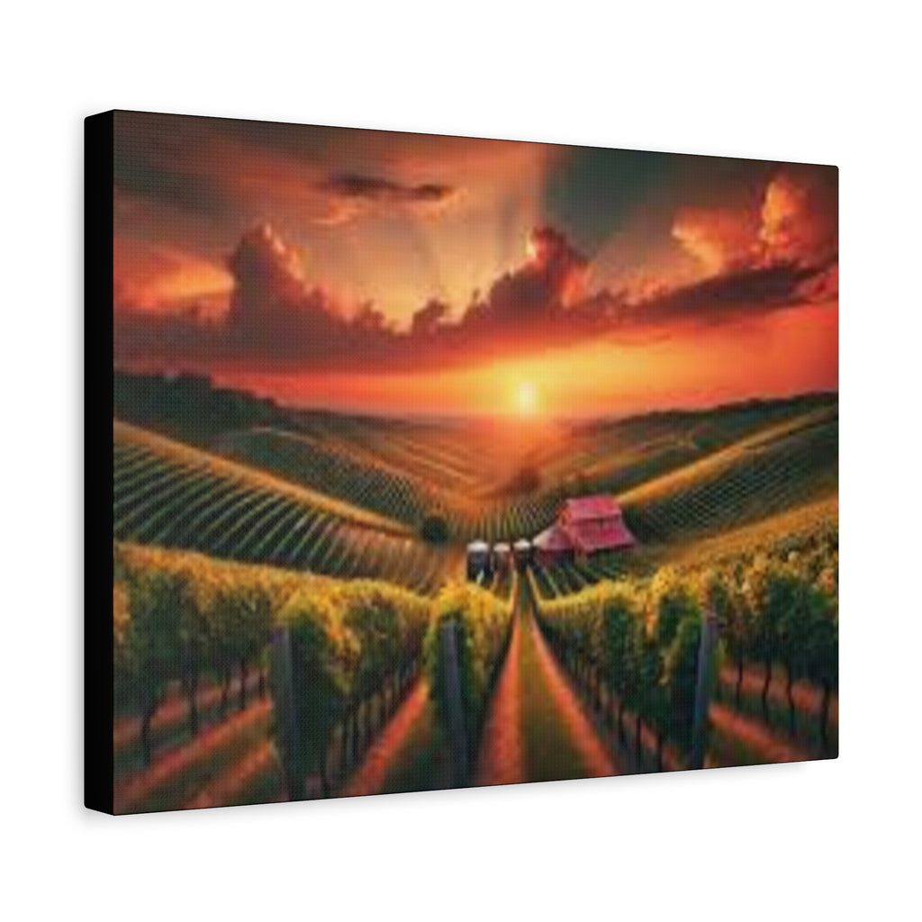 Canvas Sunset Vineyard Landscape Matte