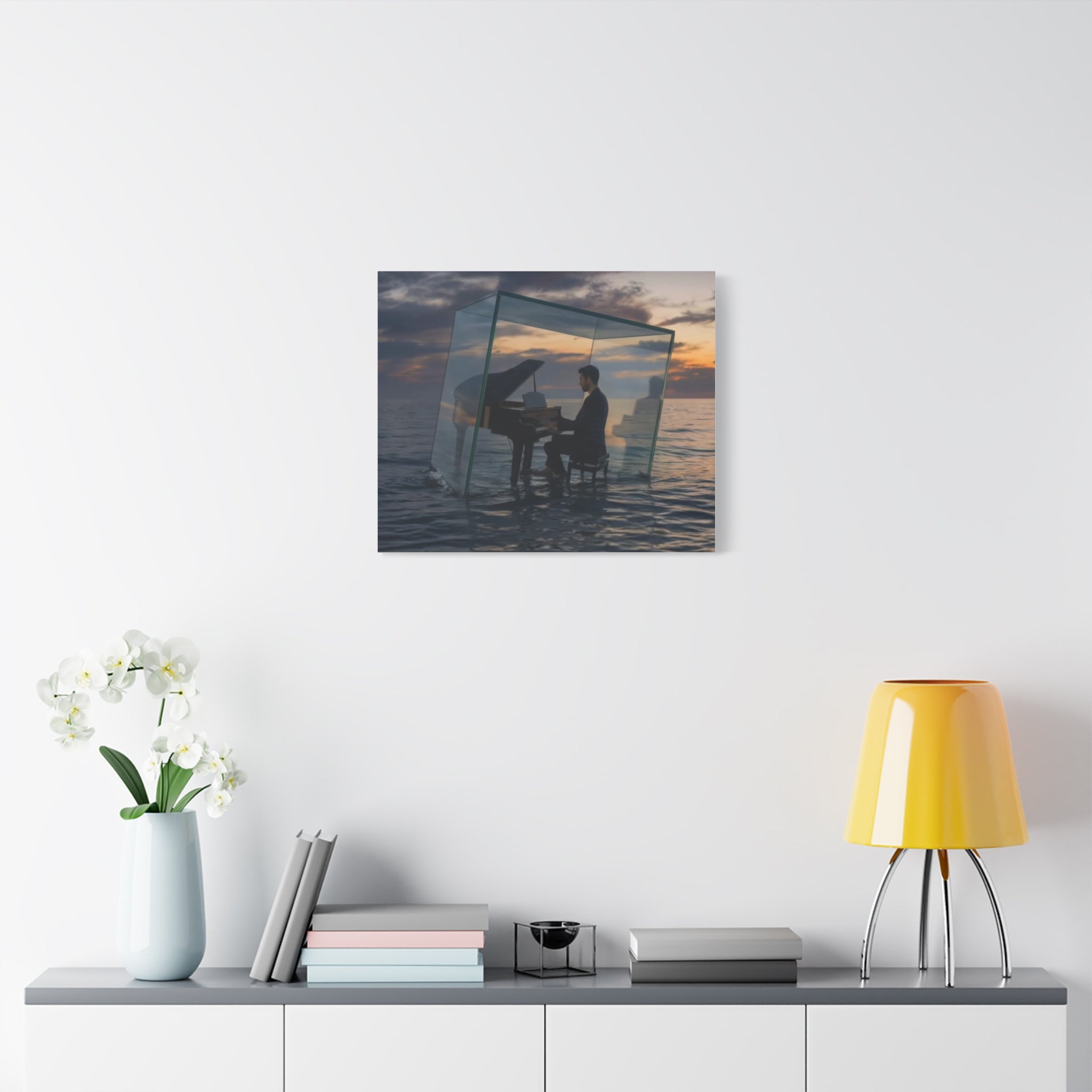 Piano in Glass Cube Canvas