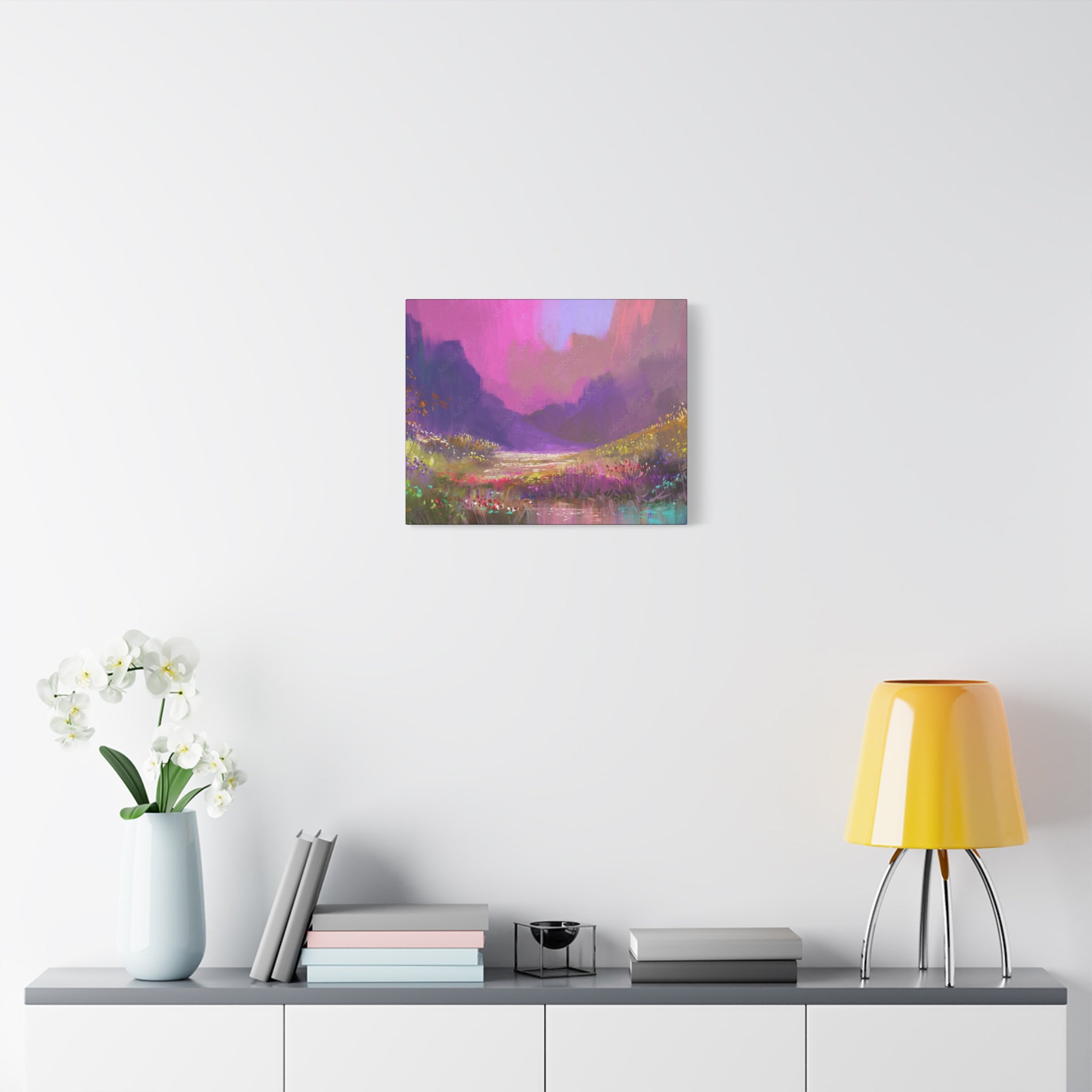 Canvas Pink Purple Meadow Landscape