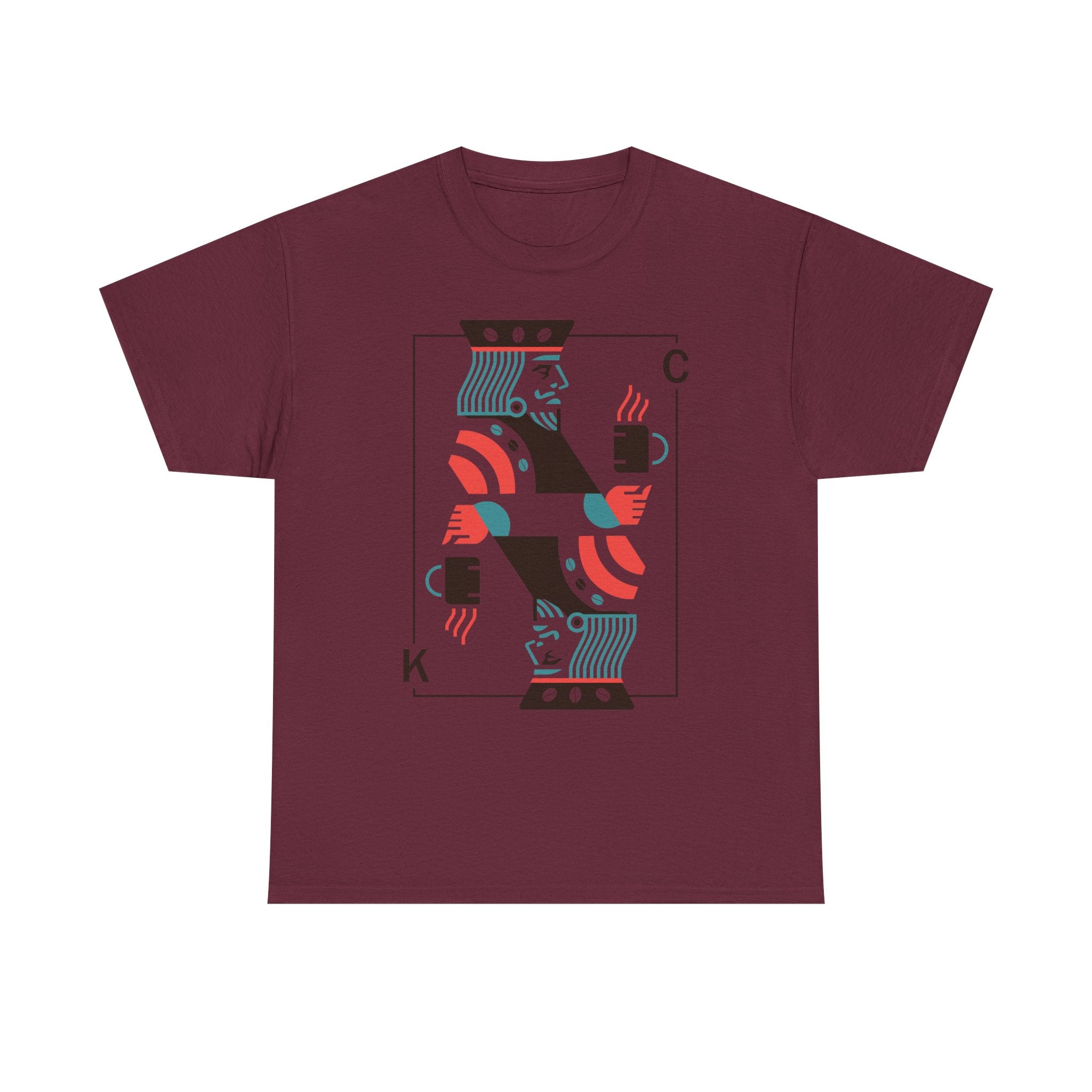 King of Coffee playing card Tee | Minimalist café design, espresso mug illustration